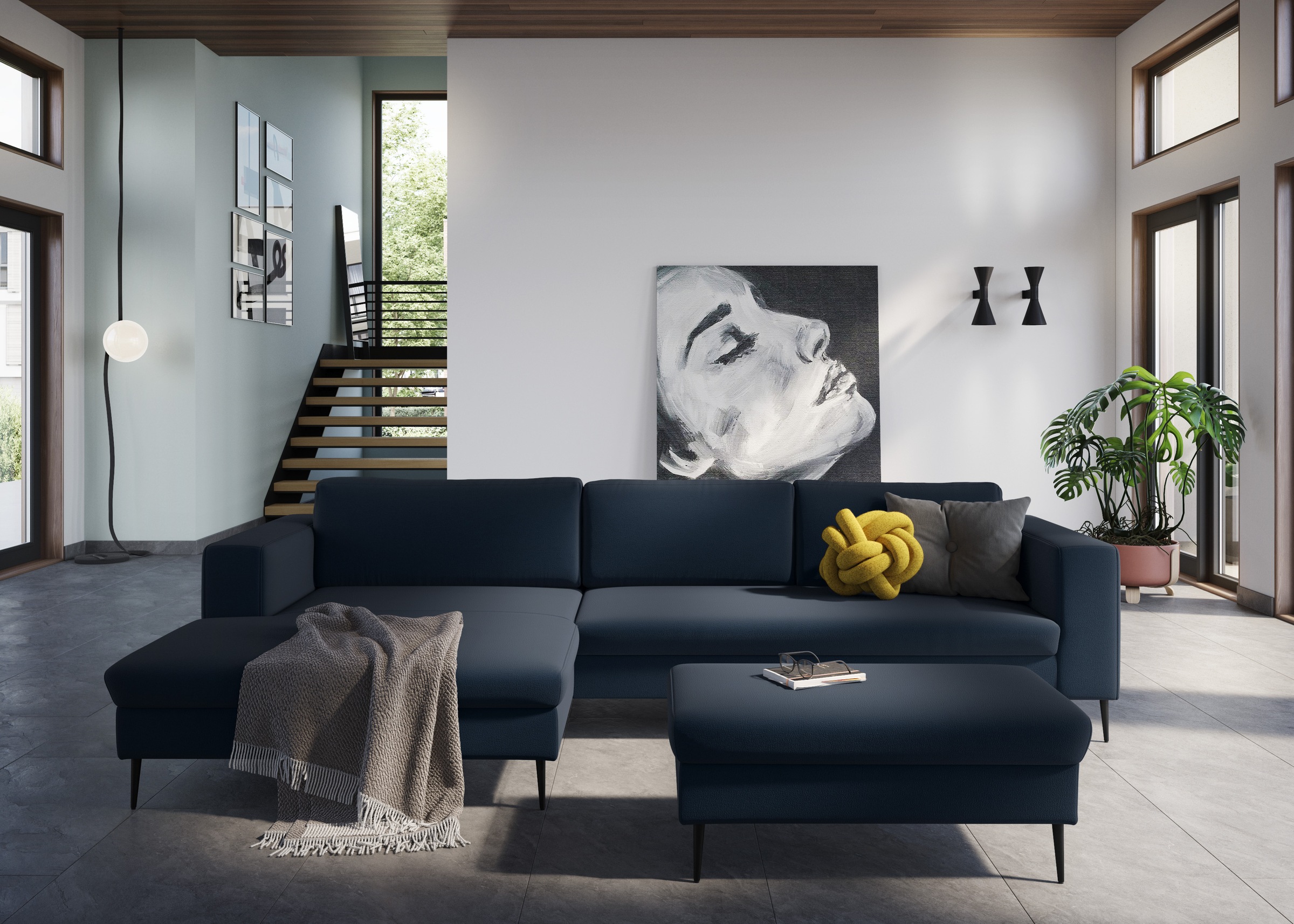 DOMO collection Ecksofa »Modica, zeitlos und elegant, L-Form«, moderne Optik mit extrabreiter Recamiere, auch in Cord