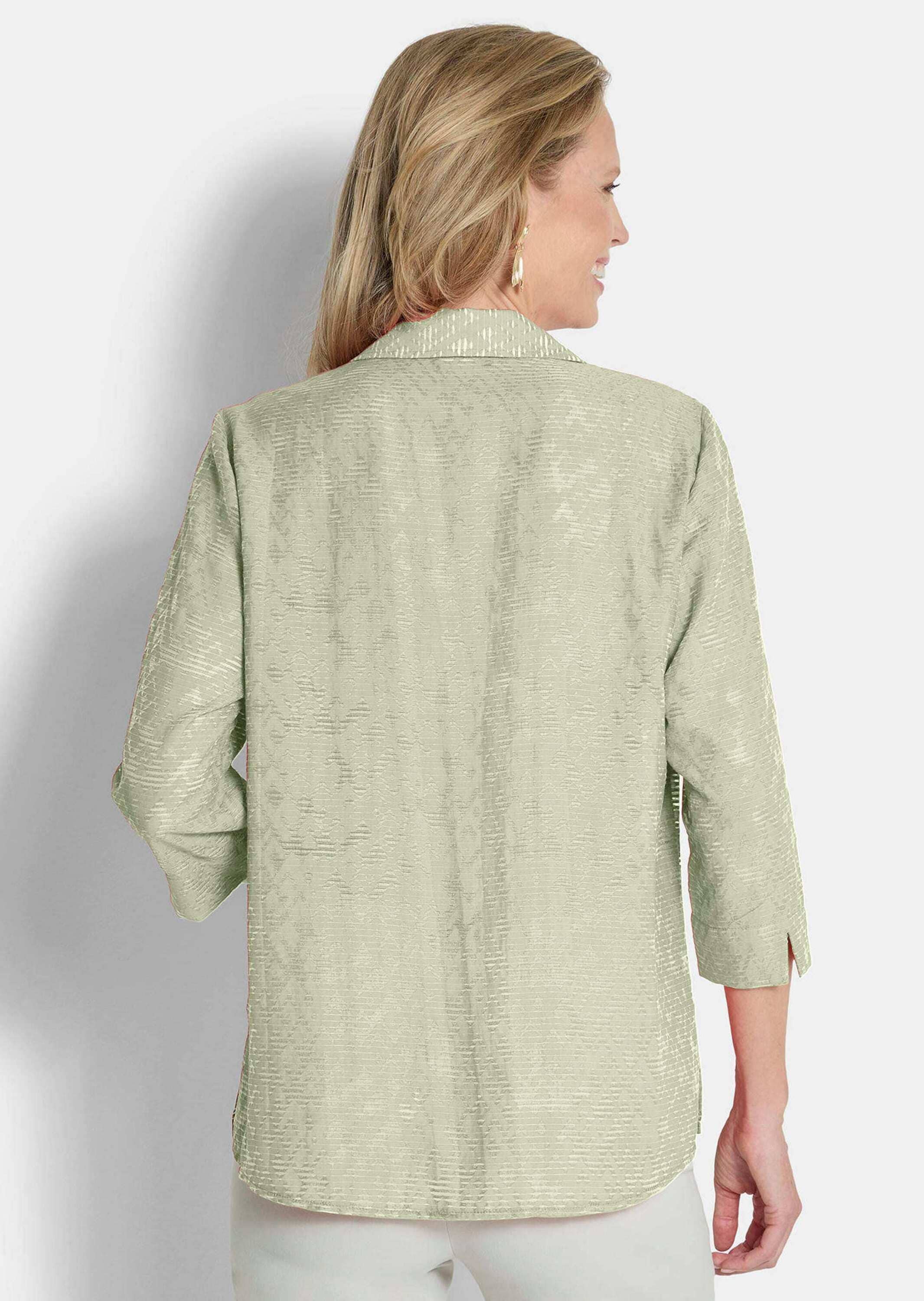 GOLDNER Hemdbluse »Viskosebluse mit filigranem Muster« Ausbrenner zweifarbig