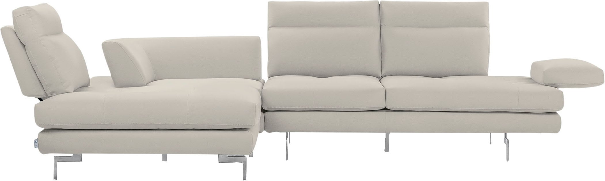 CALIA ITALIA Ecksofa »Toby Wing, L-Form, Designsofa mit sensationellem Sitzkomfort«, Sitztiefenverstell.,wahlw. mit Kissen-Set, Füße chrom glänzend