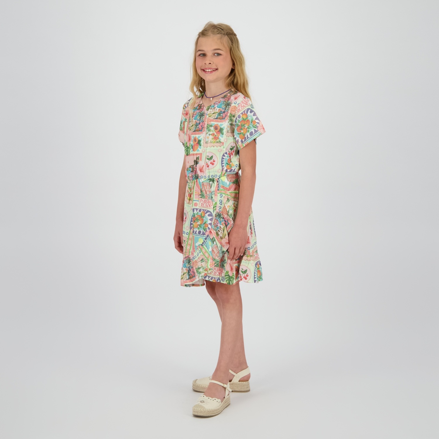 Vingino Sommerkleid Ohne Taschen mit Allover-Muster und Rüschen