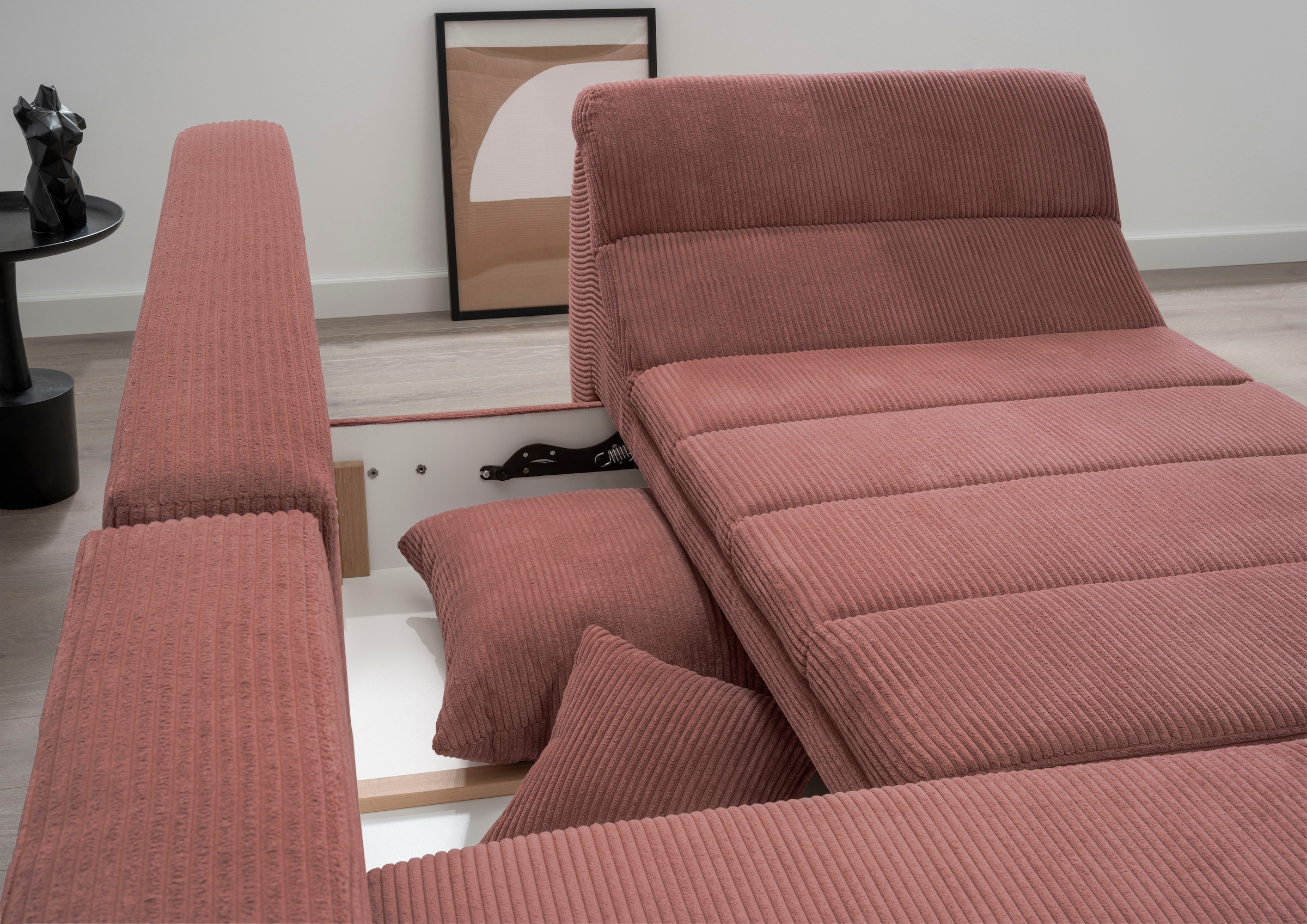 INOSIGN Ecksofa »Imola elegant und bequem, aktuelle Steppung im Sitz, L-Form«, wahlweise mit Bettfunktion