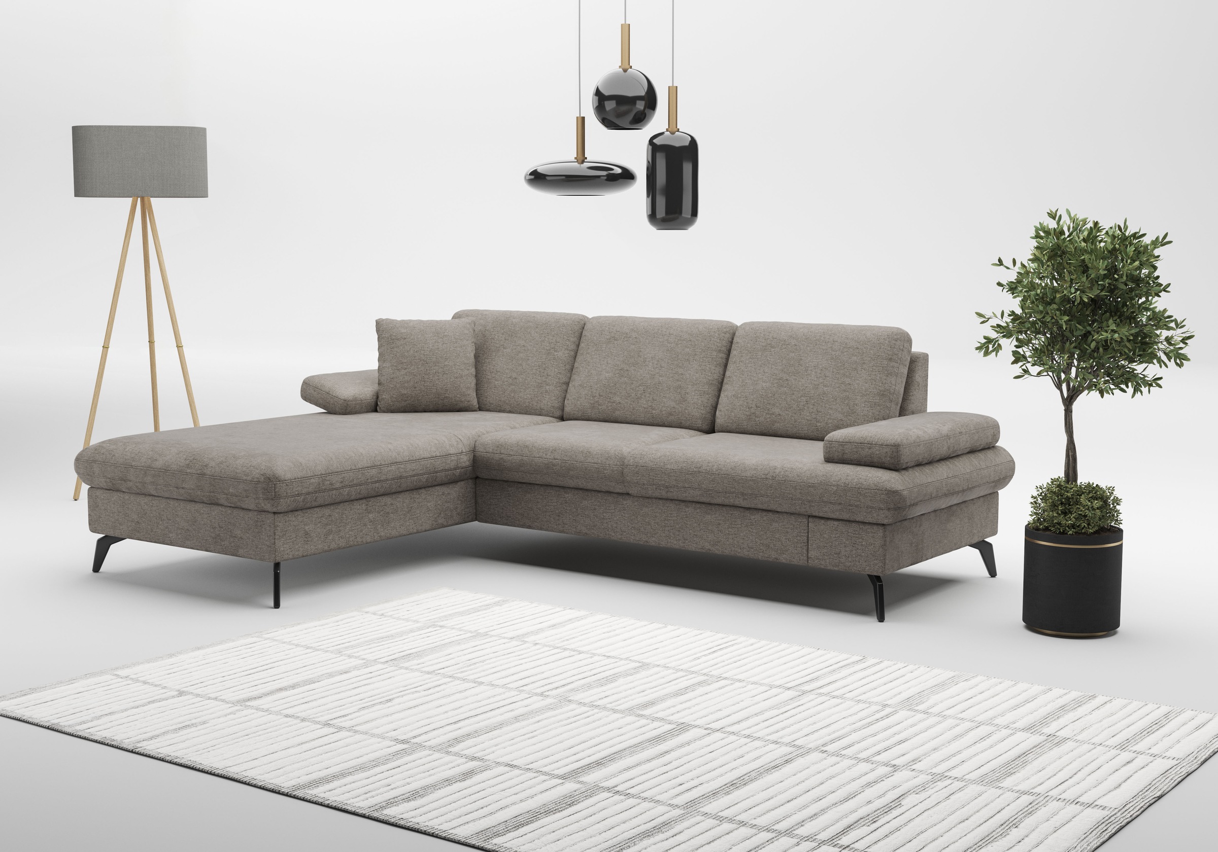 sit&more Ecksofa »Morris Jubi L-Form«, inkl. Armteilfunktion und 1 Zierkissen, wahlweise mit Bettfunktion