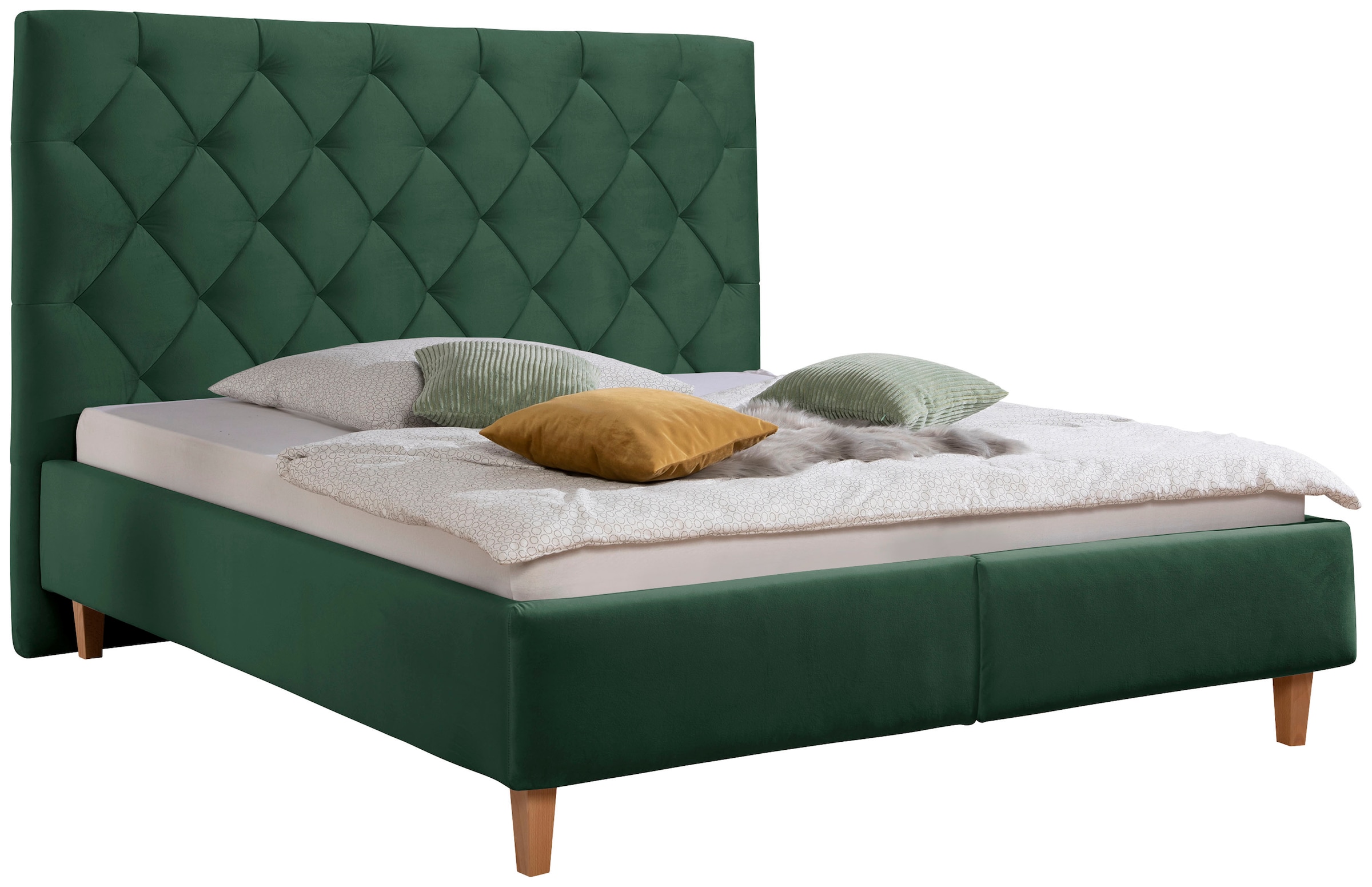 Home affaire Polsterbett »Sunley 140«, Kreuzsteppung, Kopfteilhöhe 142 cm, ohne oder mit Matratze/Lattenrost