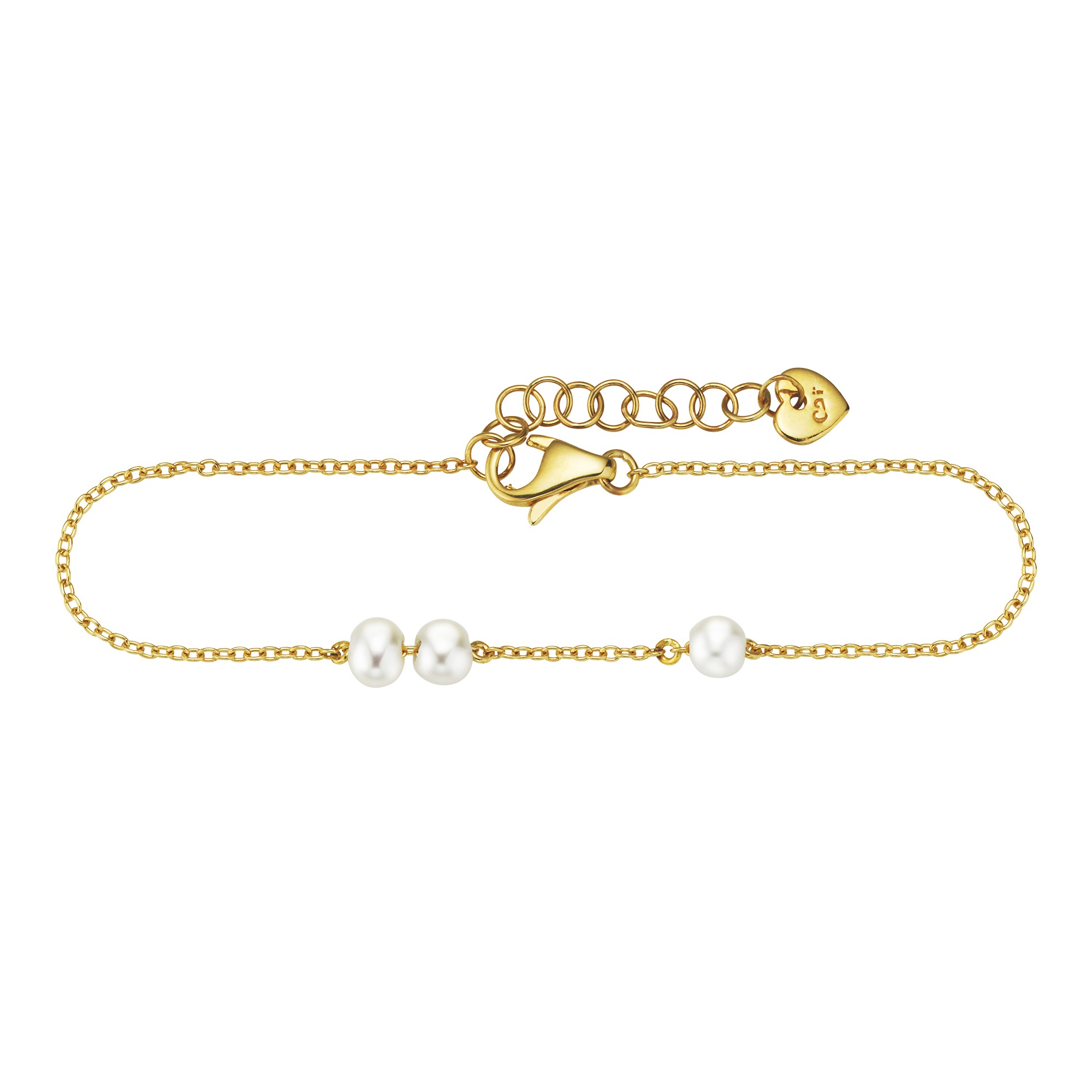 CAÏ Armband »925/- Sterling Silber vergoldet Perlen«, Ankerkette