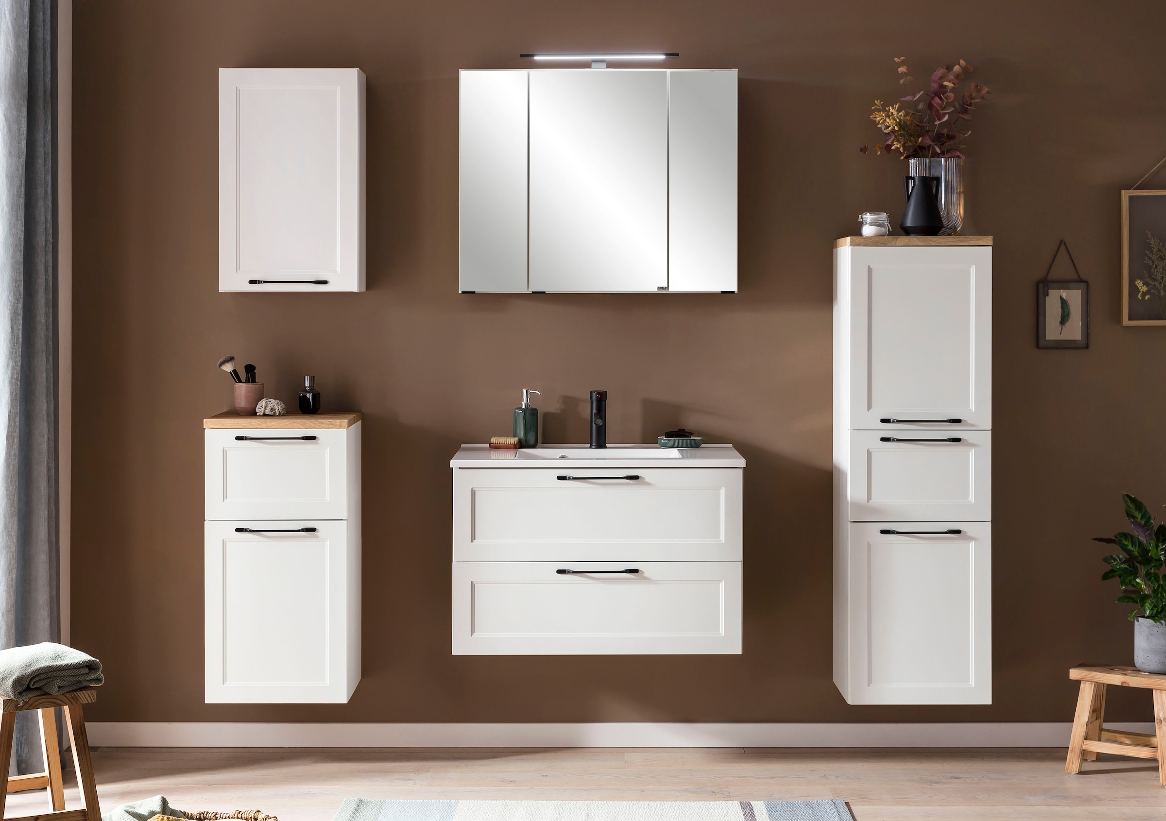 welltime Badmöbel-Set »Lana«, (Komplett-Set, 2 St.), Badezimmer-Set, 2-teilig, inkl. Waschbecken, 80 cm breit