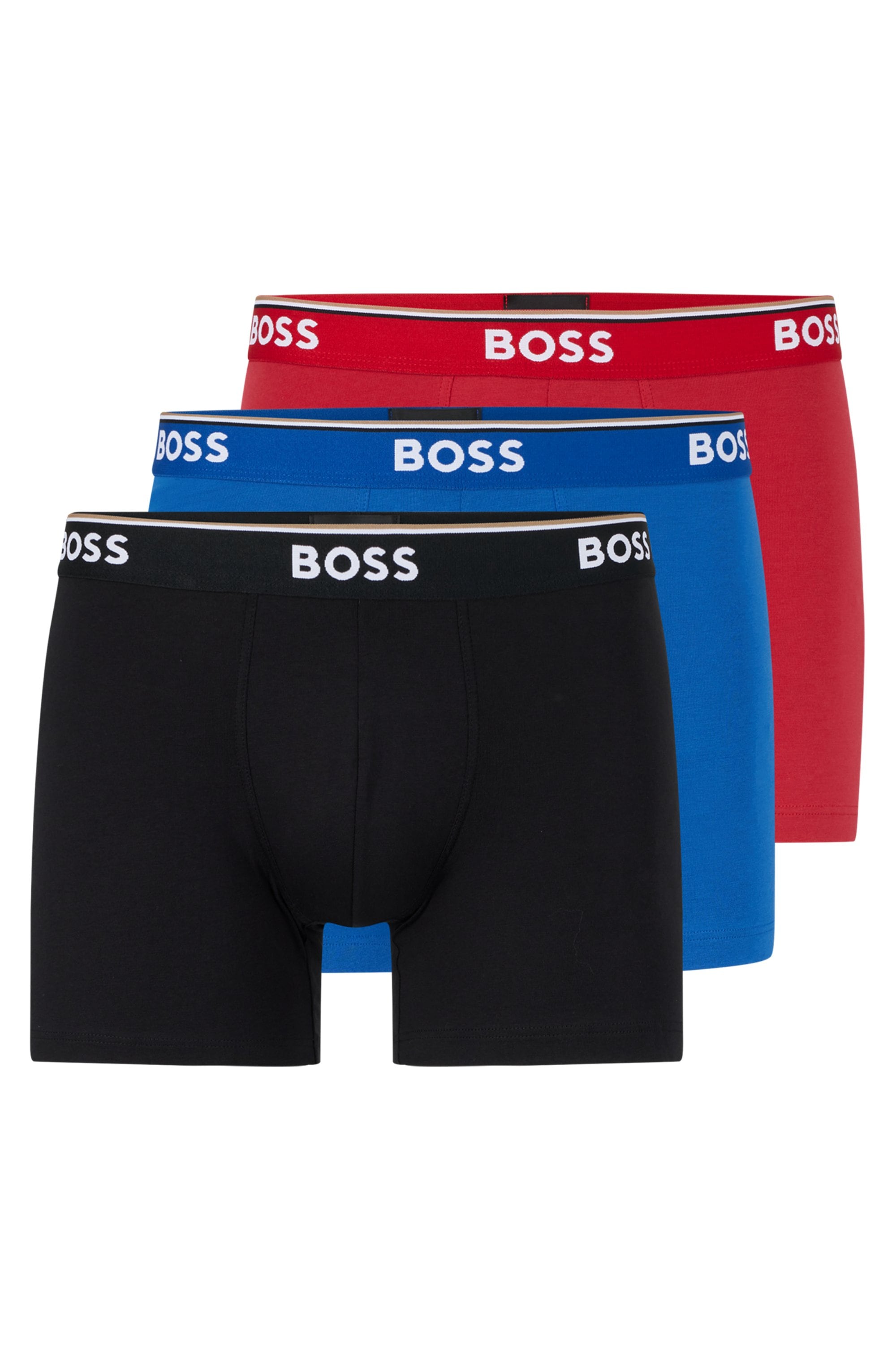 BOSS Langer Boxer »Brief 3 PACK«, mit farblich passendem Webbund