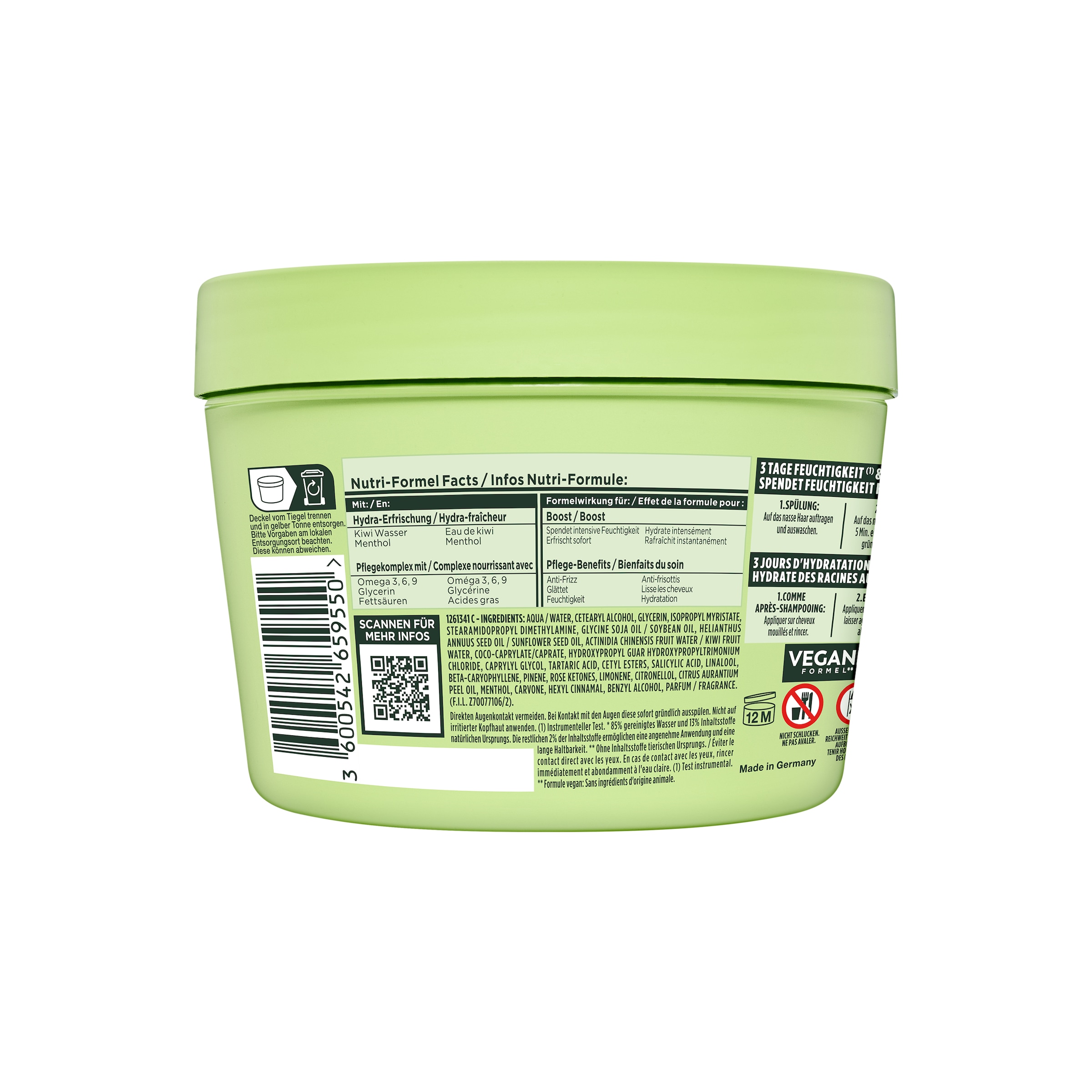 GARNIER Haarmaske »Garnier Fructis Multi-Use Haarmaske Kiwi Menthol Hair Food«