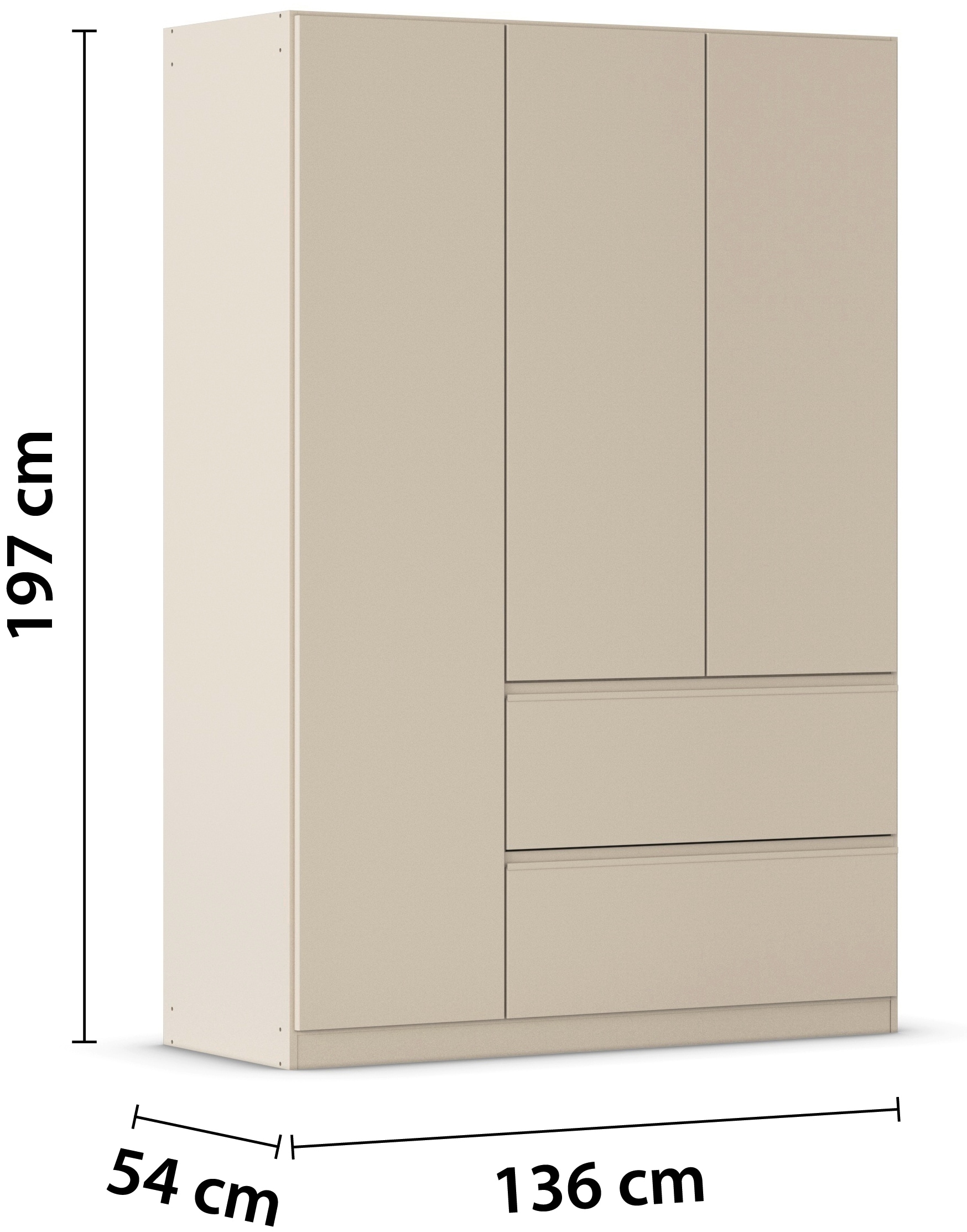 rauch Drehtürenschrank »Kleiderschrank Schrank Garderobe Wäscheschrank Schlafzimmer JOEL« in 3 verschiedenen Ausstattungen BASIC/CLASSIC/PREMIUM,  mit zwei Schubladen, mit Push-to-Open Funktion MADE IN GERMANY