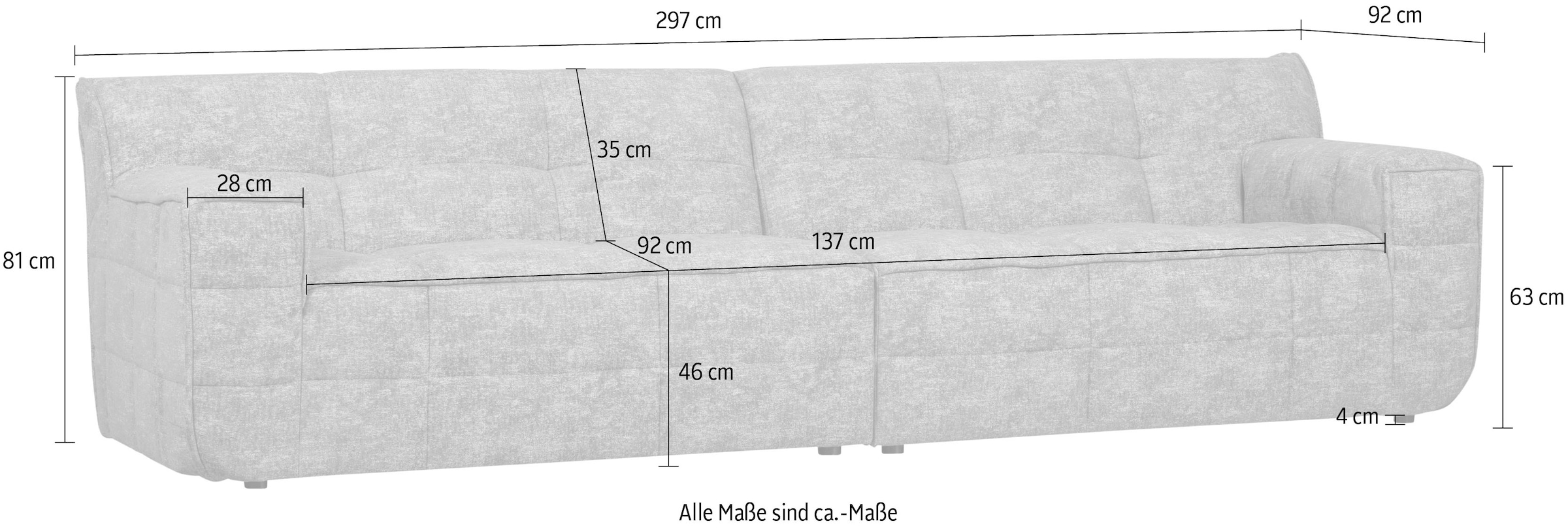 WOOOD 4-Sitzer »Sofa Timor«, H 81 cm x B 297 cm x T 92 cm