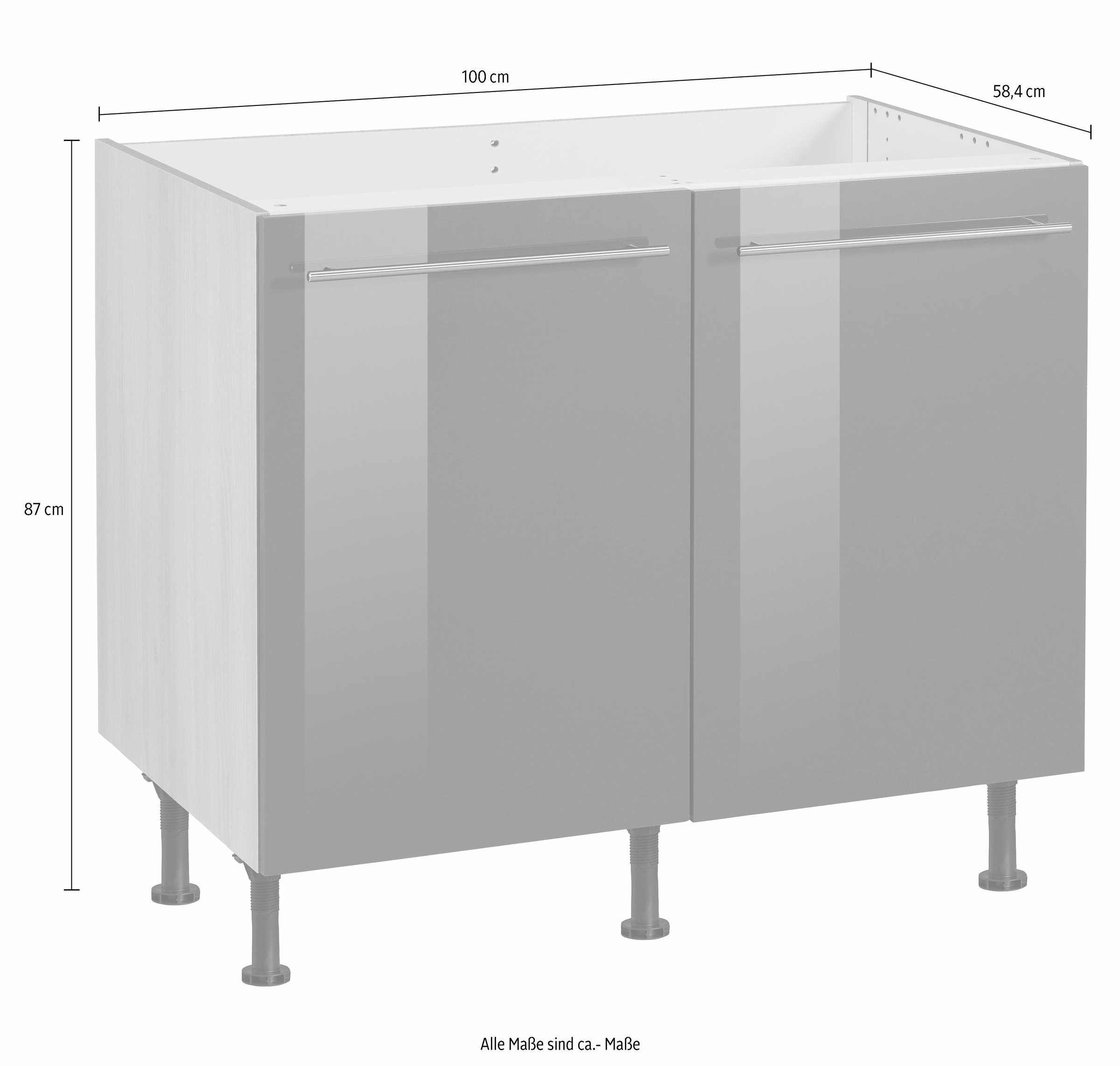 OPTIFIT Spülenschrank »Bern«, 100 cm breit, mit 2 Türen, höhenverstellbare  Füße, mit Metallgriffen bestellen online bei OTTO