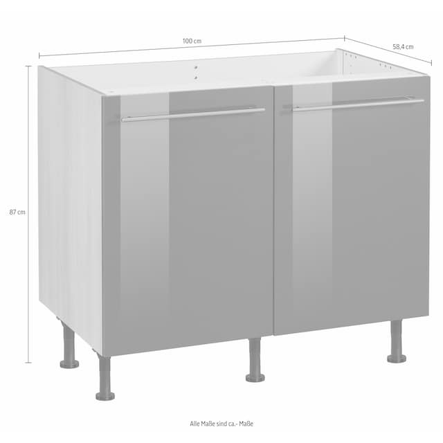 OPTIFIT Spülenschrank »Bern«, 100 cm breit, mit 2 Türen, höhenverstellbare  Füße, mit Metallgriffen bestellen online bei OTTO