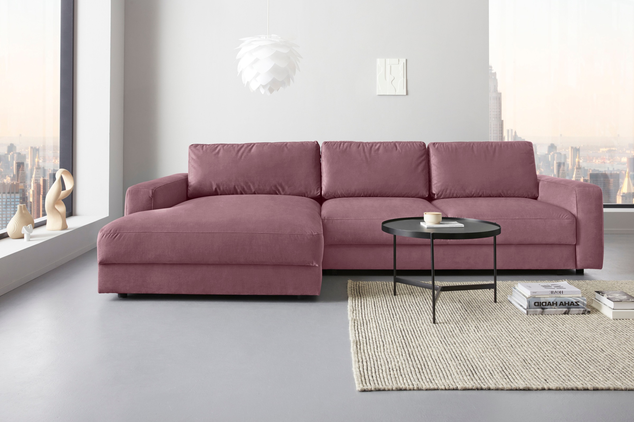 Places of Style Ecksofa »Bloomfield, L-Form«, extra tiefe Sitzfläche, wahlweise mit Sitztiefenverstellung
