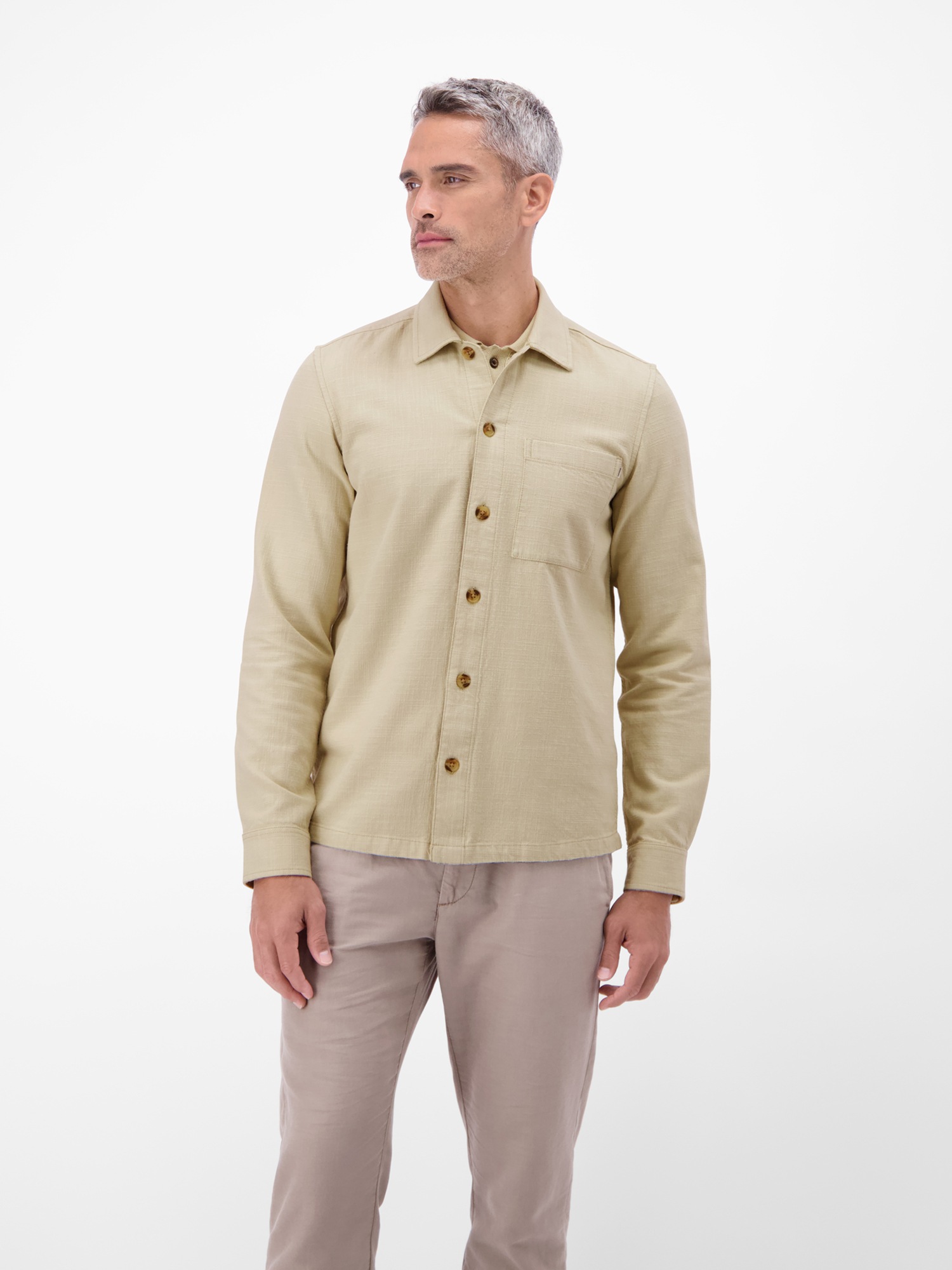 LERROS Langarmhemd »Overshirt aus 100 % Baumwolle, unifarben«