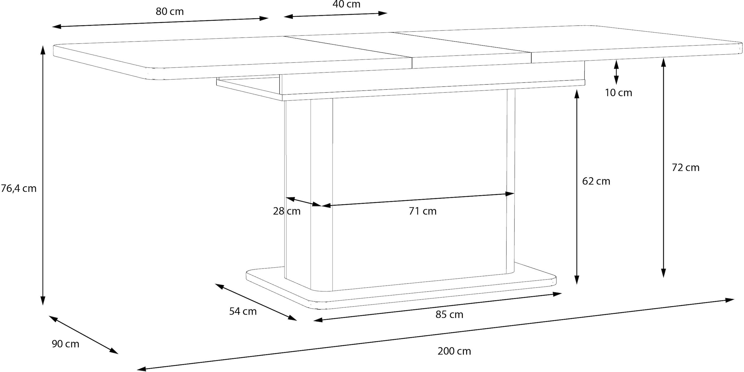 FORTE Esstisch »Lacetti« Einfacher Auszug auf 2,00 mtr.