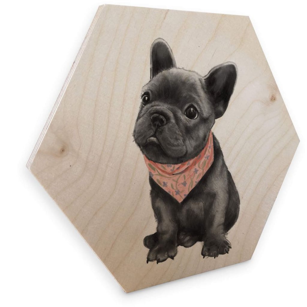 Wall-Art Holzbild »Französische Bulldogge Holzbild«, (1 St.)
