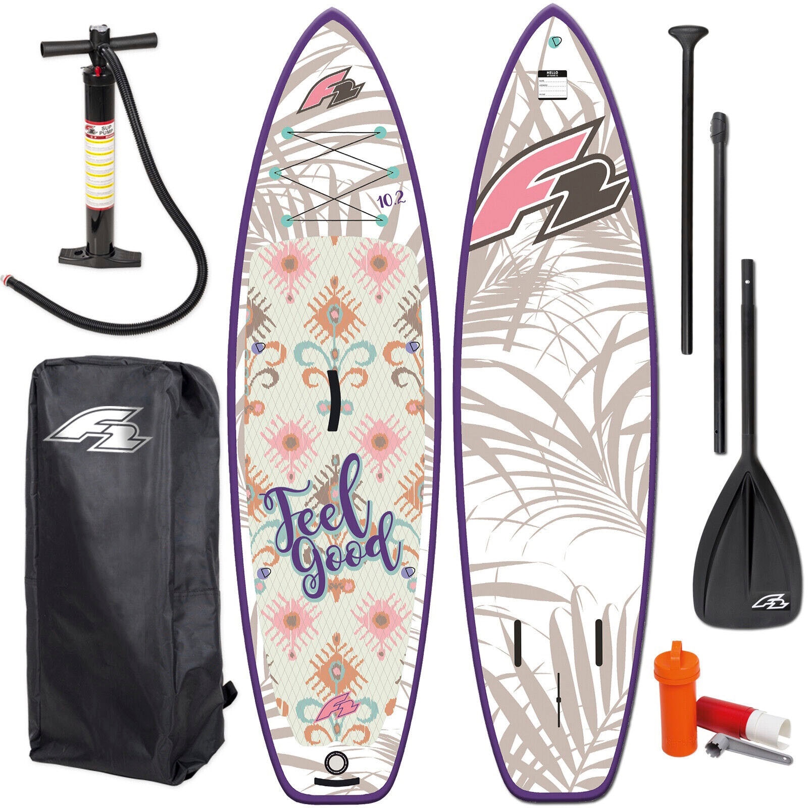 F2 SUP-Board »Feelgood 10,2 woman rosé«, (Packung, 5 tlg.)