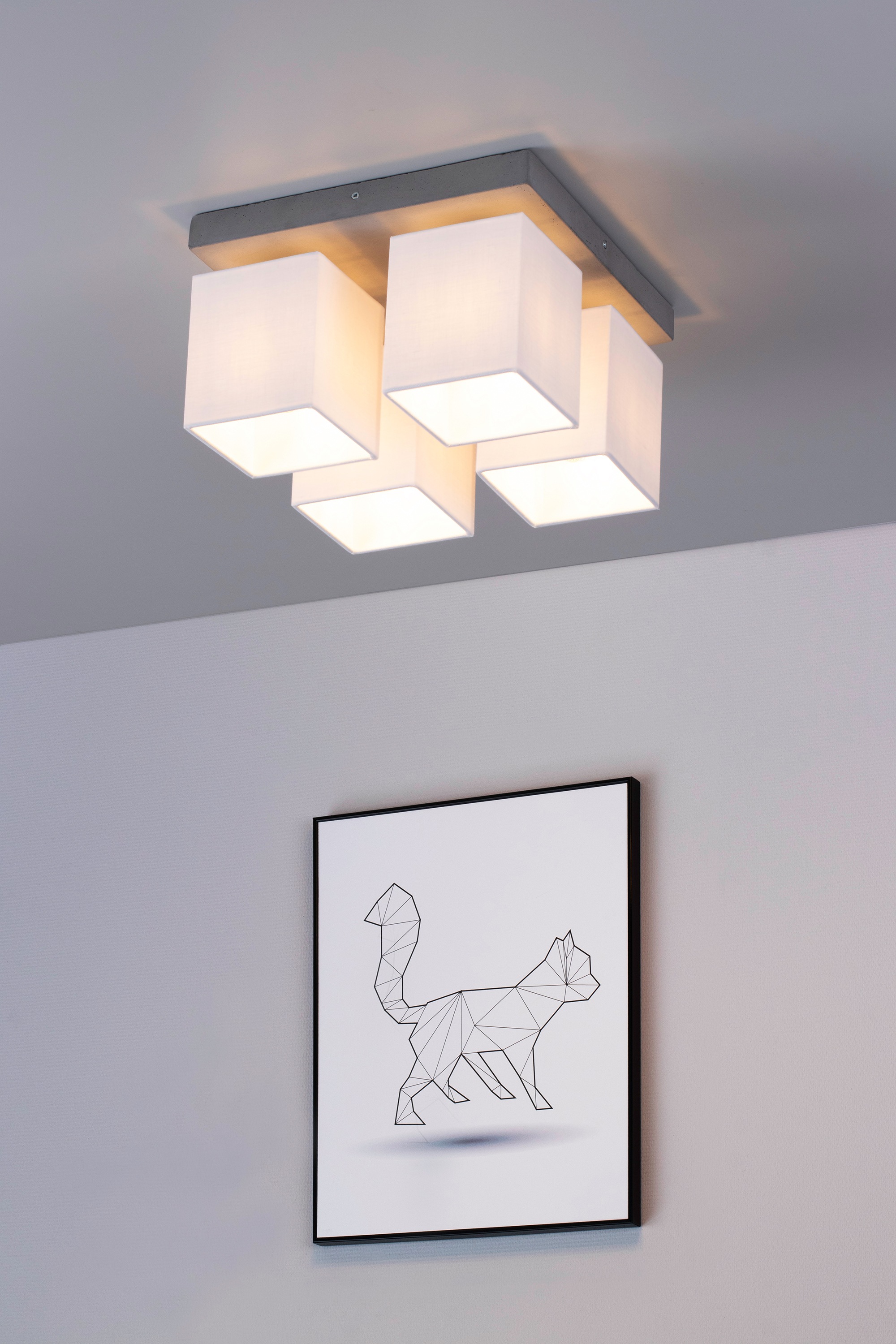 SPOT Light Beton OTTO handgefertigt 4 Stoff, - Leuchtenschirm wertigen Echtes »GREAT«, aus bei flammig-flammig, Deckenleuchte