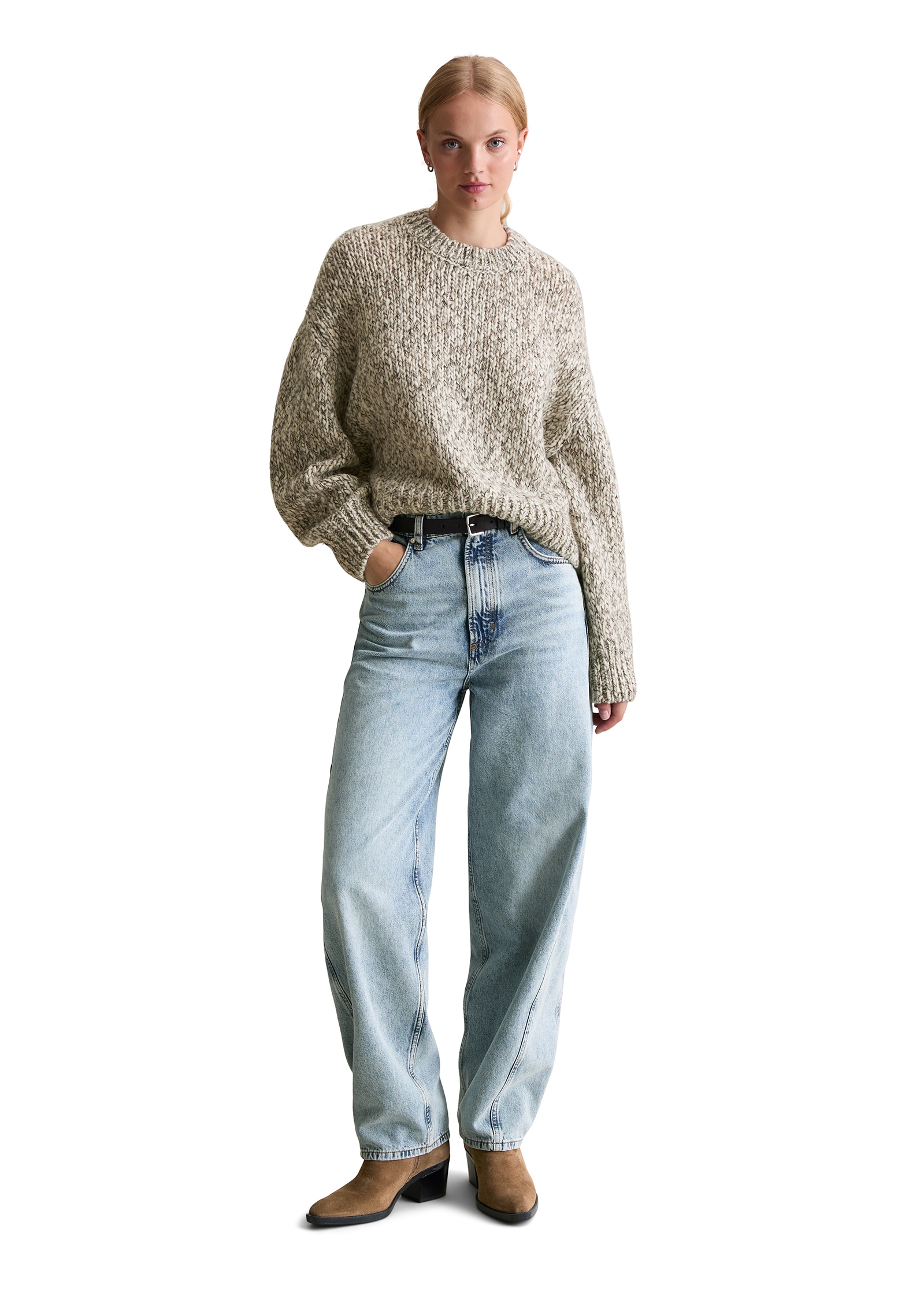 Marc O'Polo DENIM Rundhalspullover Chunky-Strickpullover relaxed fit aus Schurwolle-Alpakawolle-Mix
