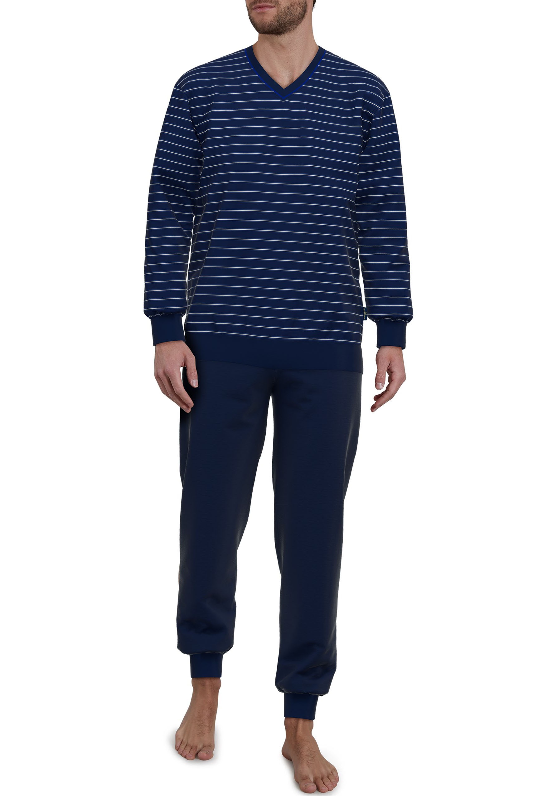 GÖTZBURG Pyjama »Sternstunde«, (2 tlg.), Rundhalsausschnitt, Langarm, Brusttasche
