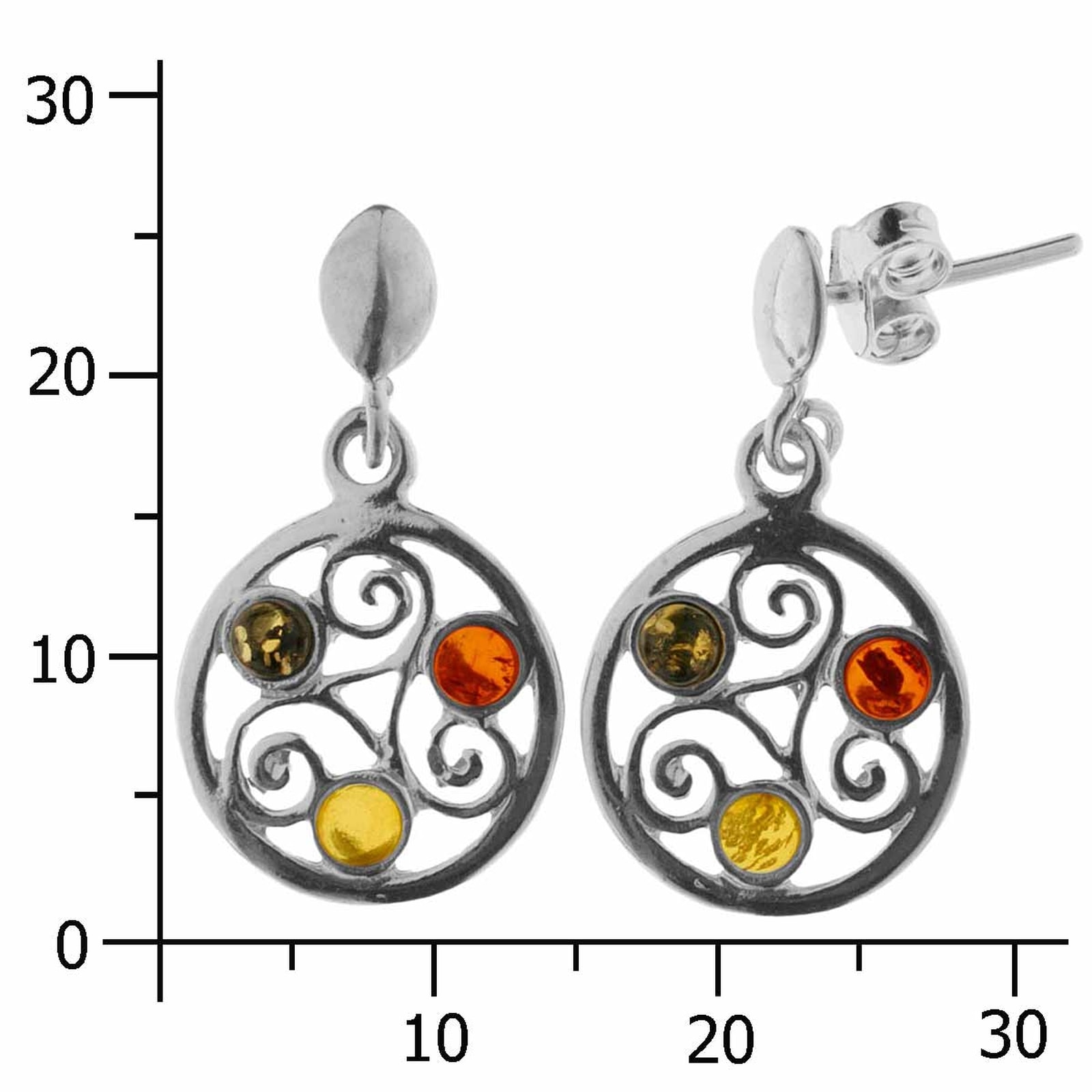 OSTSEE-SCHMUCK Paar Ohrhänger »- Keltische Fibel - Silber 925/000 - Bernstein«