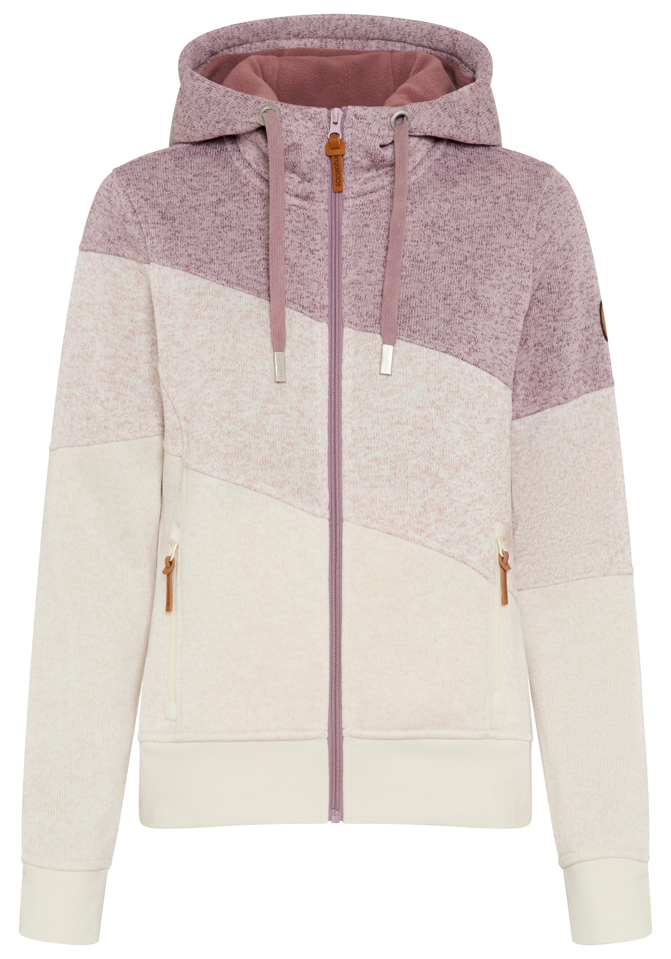 KangaROOS Strickfleecejacke mit Kapuze Strick Fleece Jacke colorblocking Übergangsjacke