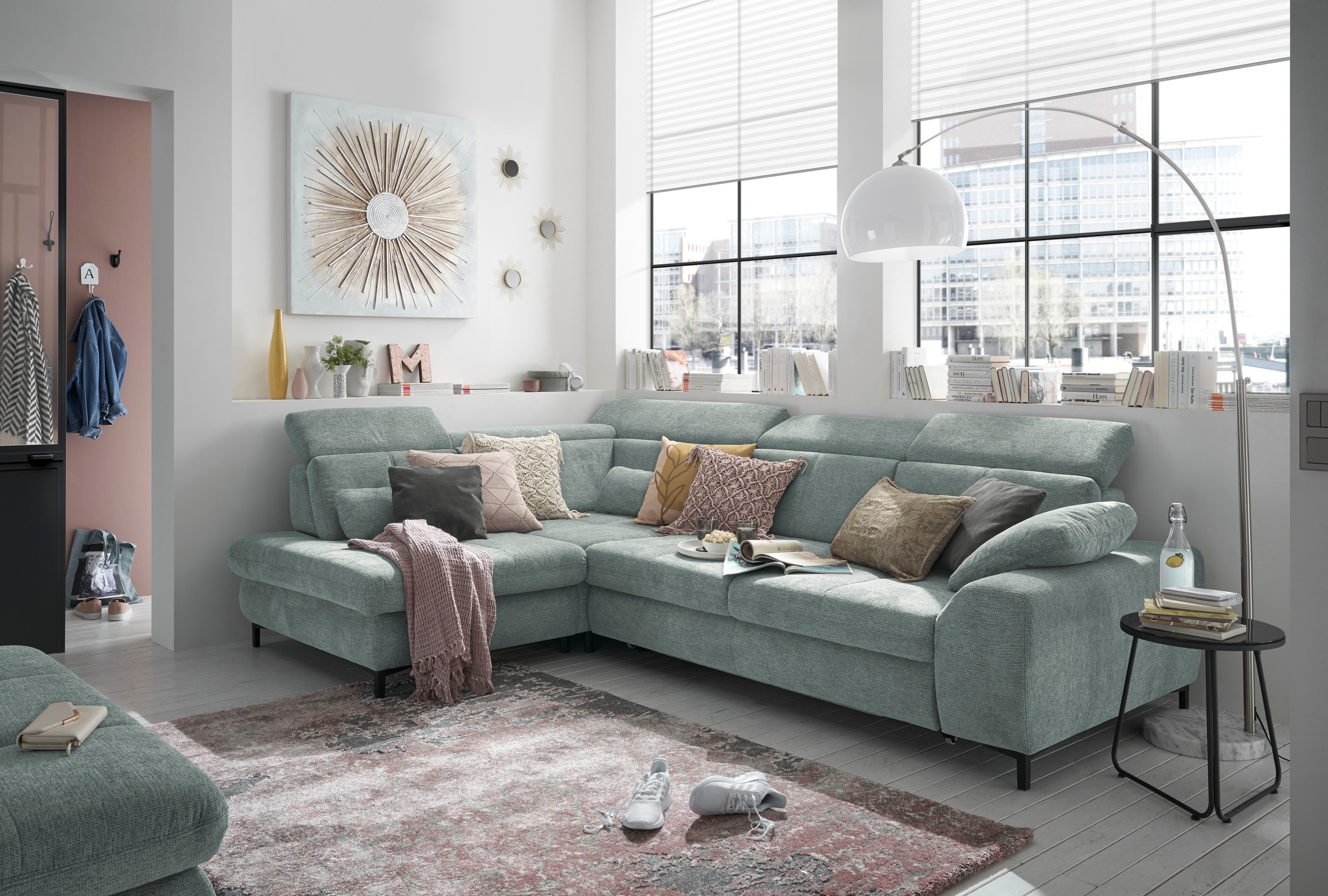 set one by Musterring Ecksofa »SO 3400, Komfortsitzhöhe 47cm oder 49cm, inkl. Sitztiefenverstellung«, verschiedene Funktionen, Kaltschaumpolsterung, Stellmaße 220 x 317 cm