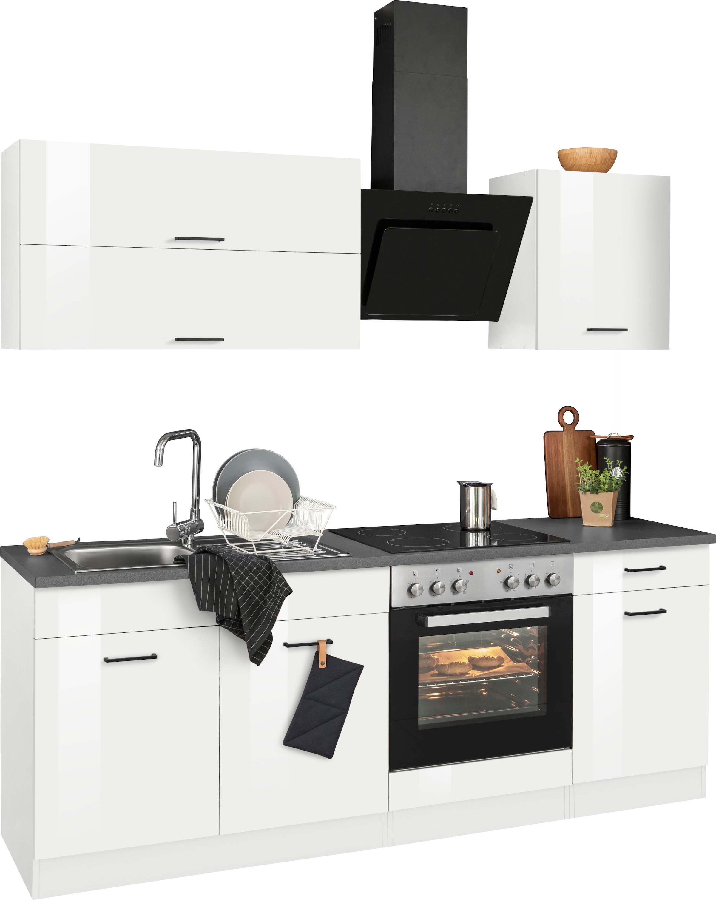 KOCHSTATION Küchenzeile »KS-Trier« mit E-Geräten, Breite 210 cm