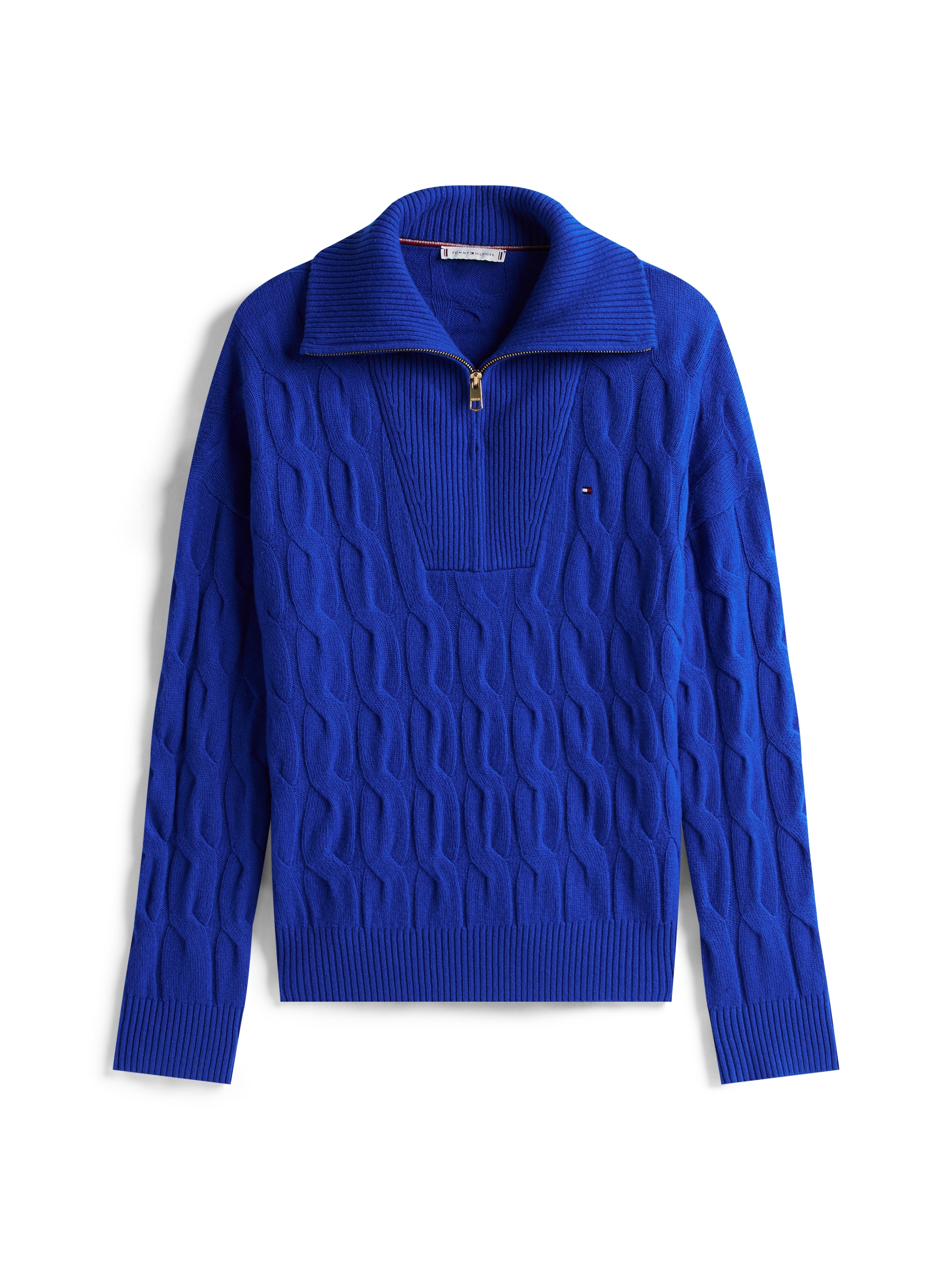 Tommy Hilfiger Troyer »SOFT WOOL CABLE 1/2 ZIP LS SWT«, mit Zopfmuster, aus reiner Wolle