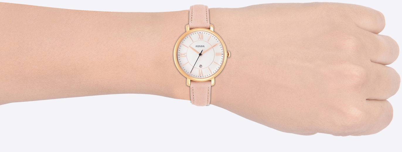 Fossil Quarzuhr »JACQUELINE«, Armbanduhr, Damenuhr, Datum, analog, Lederarmband