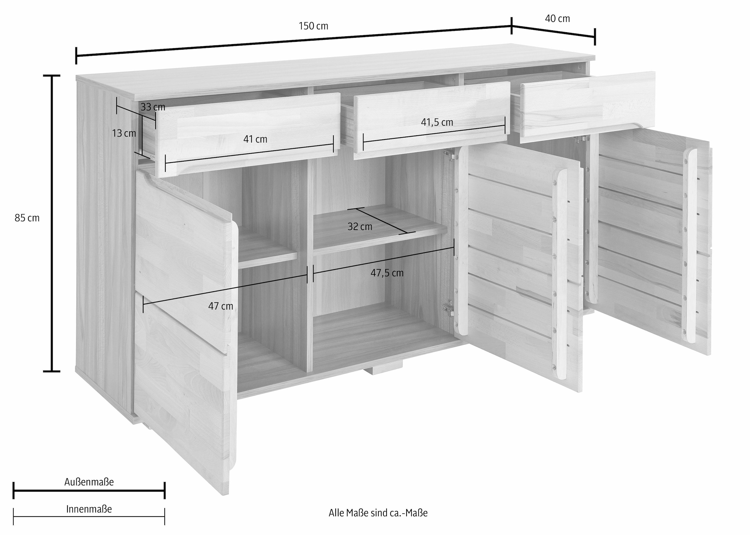 Home affaire Sideboard »Vetro«, Breite 150 cm