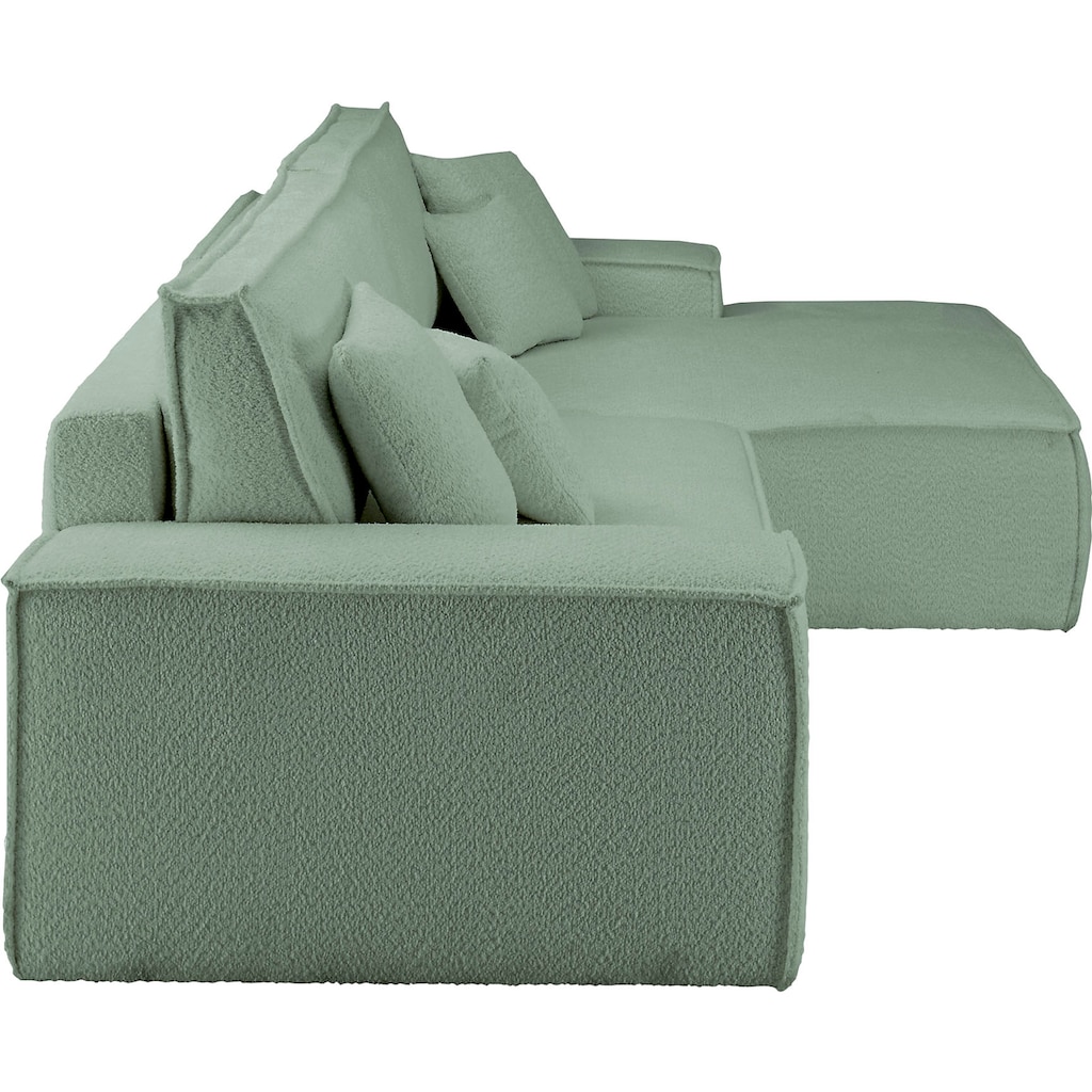 andas Ecksofa »Finnley Schlafsofa 267 cm in Bouclé u. Struktur fein, L-Form,«, Schlaffunktion m. Bettkasten (136/210 cm), Bouclé, Struktur