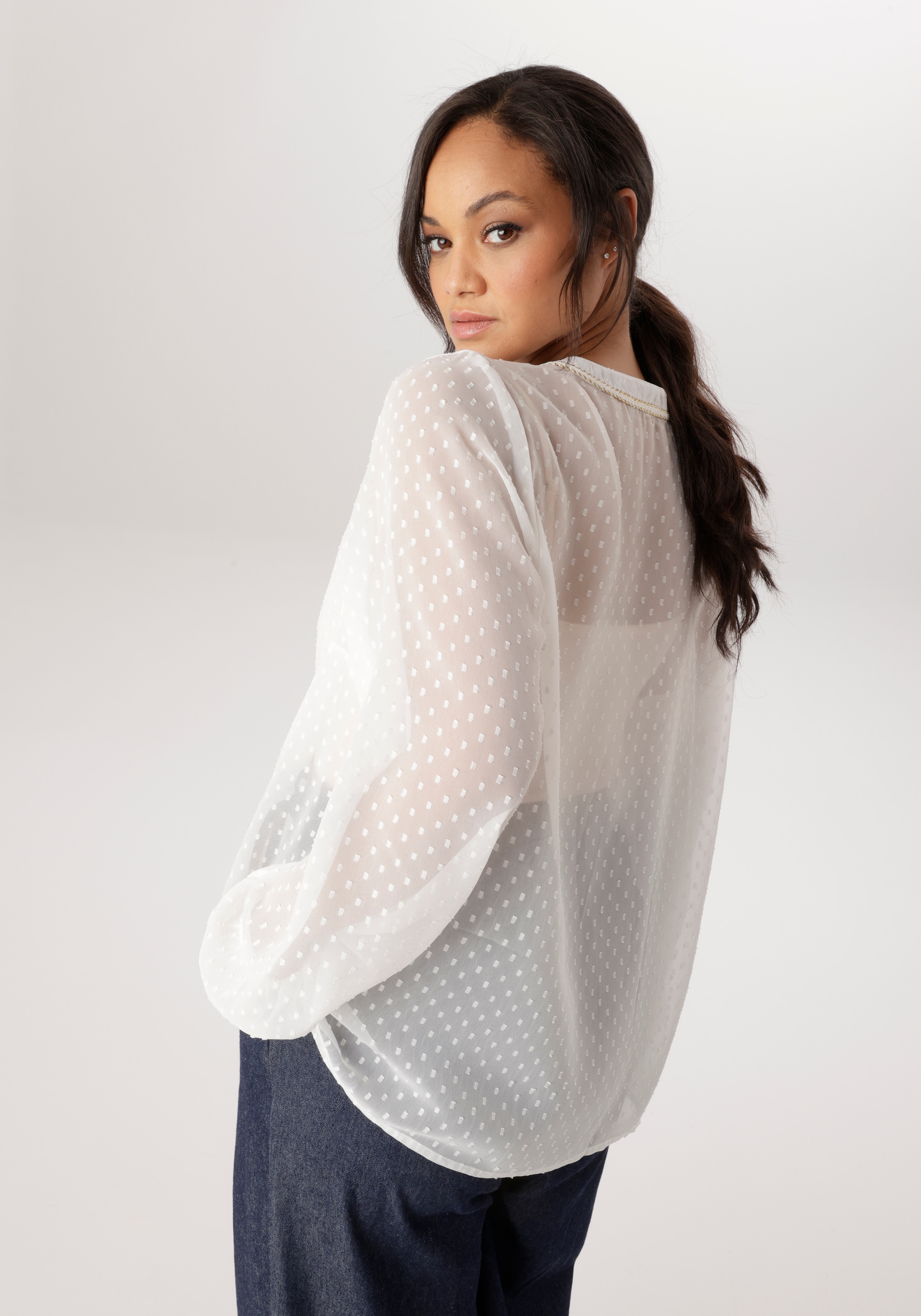 Aniston PLUS Schlupfbluse mit eingewebten Punkten - NEUE KOLLEKTION