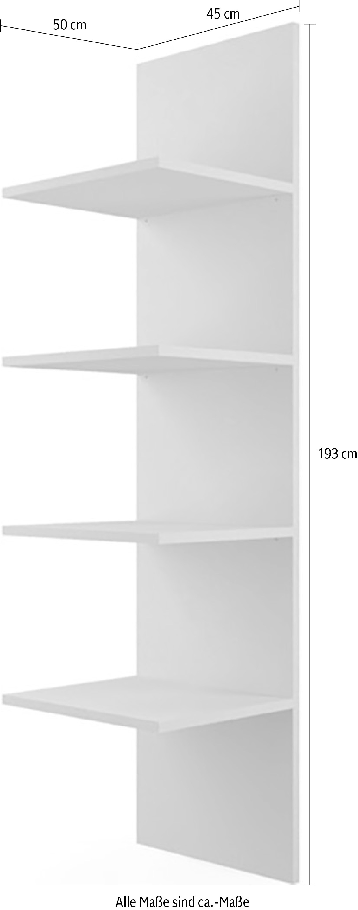INOSIGN Inneneinteilung »Jupiter – Steingrau, B45×H193 cm, 4 Böden B43 cm für Stauraum«