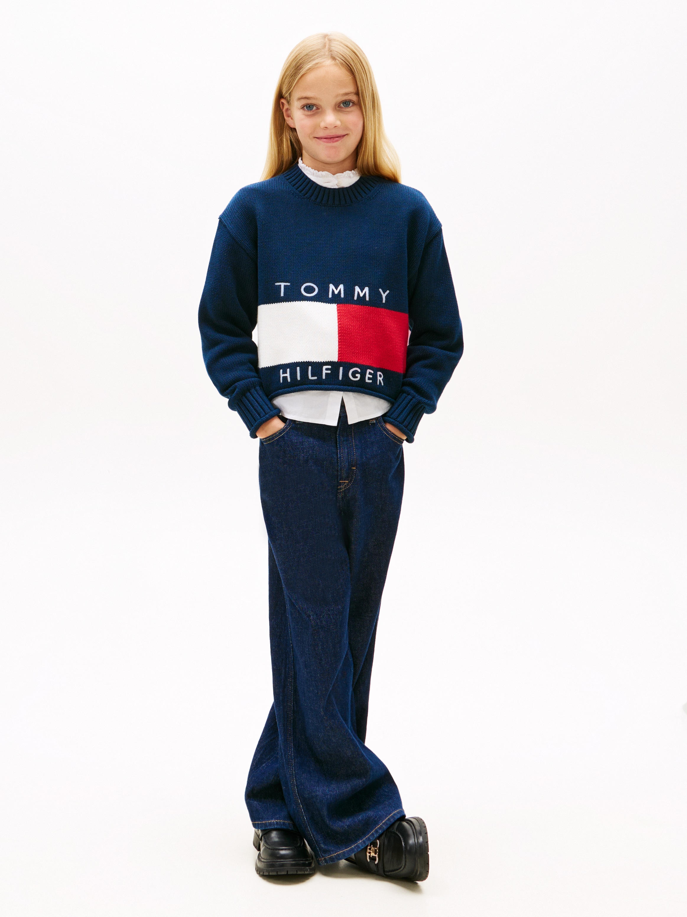 Tommy Hilfiger Strickpullover Kinder bis 16 Jahre, mit Rundhalsausschnitt