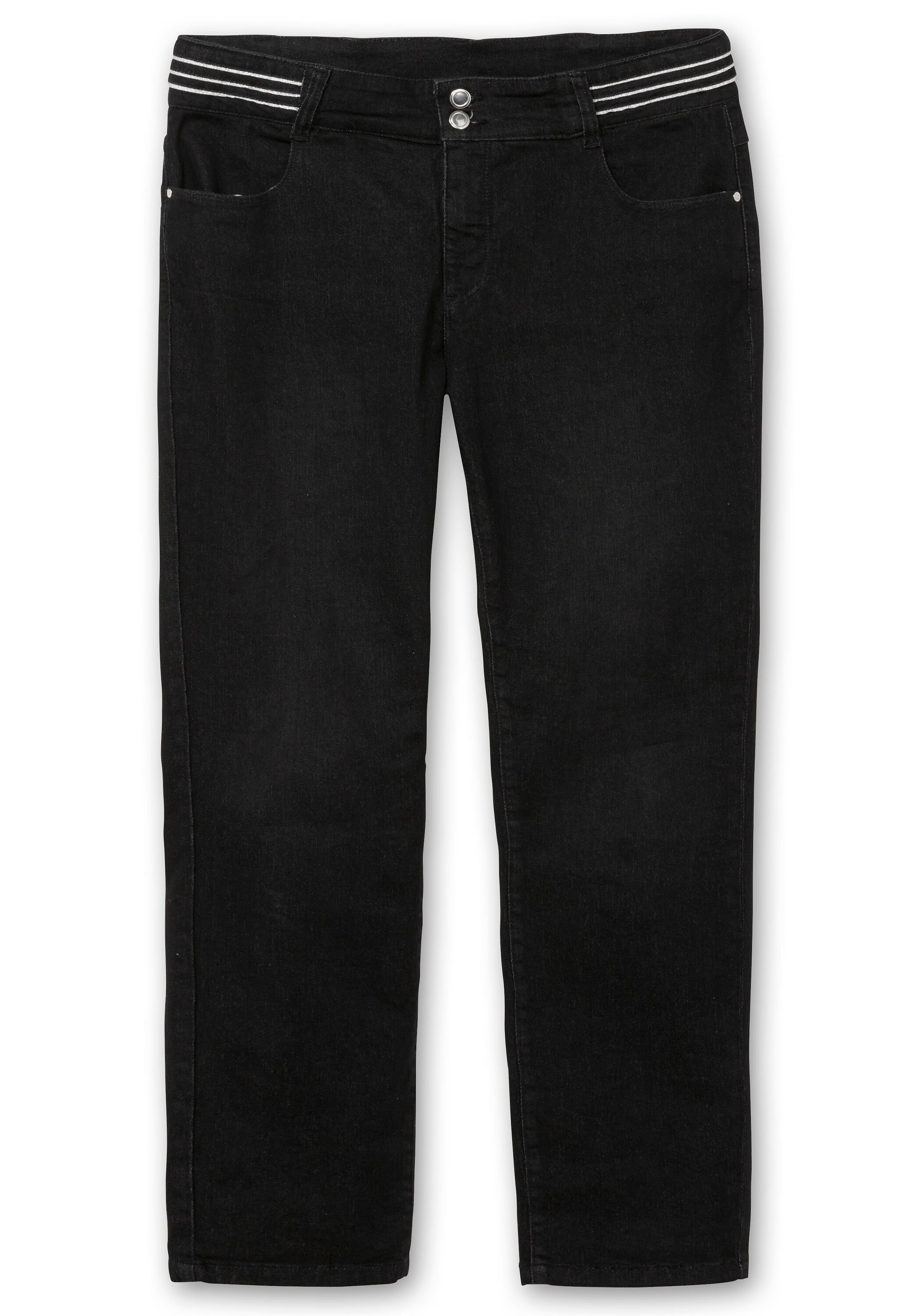 Sheego Stretch-Jeans »Schmale Jeans mit Glitzer-Zierband am Bund«