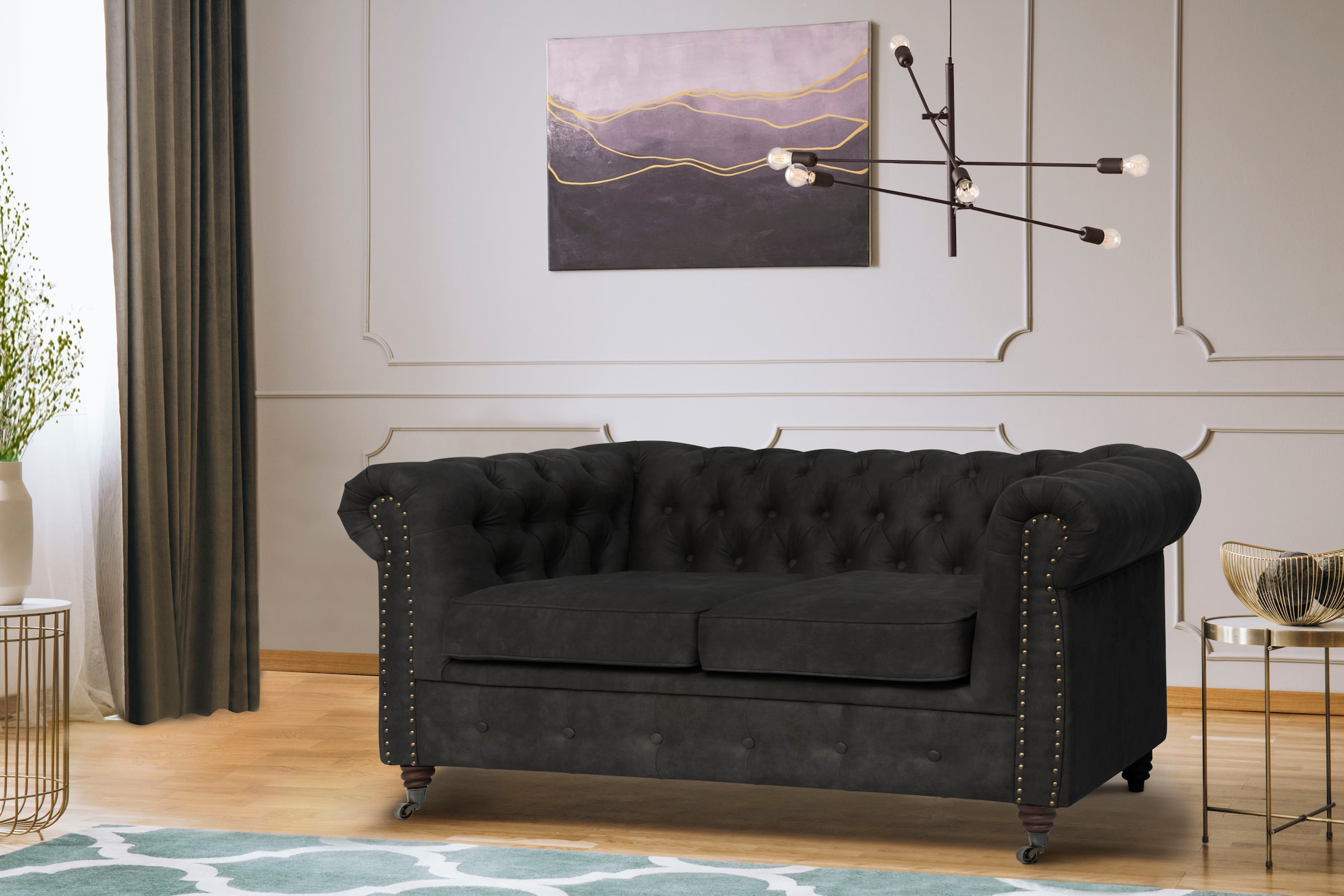 Home affaire Chesterfield-Sofa »Aarburg«, aufwändige Knopfheftung und Ziernägel im Chesterfield-Design