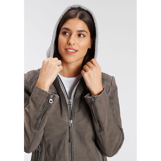 Gipsy Lederjacke »NOLAH«, mit Kapuze, Two-in-One Style - mit abnehmbarer  Jersey-Kapuze bei OTTOversand