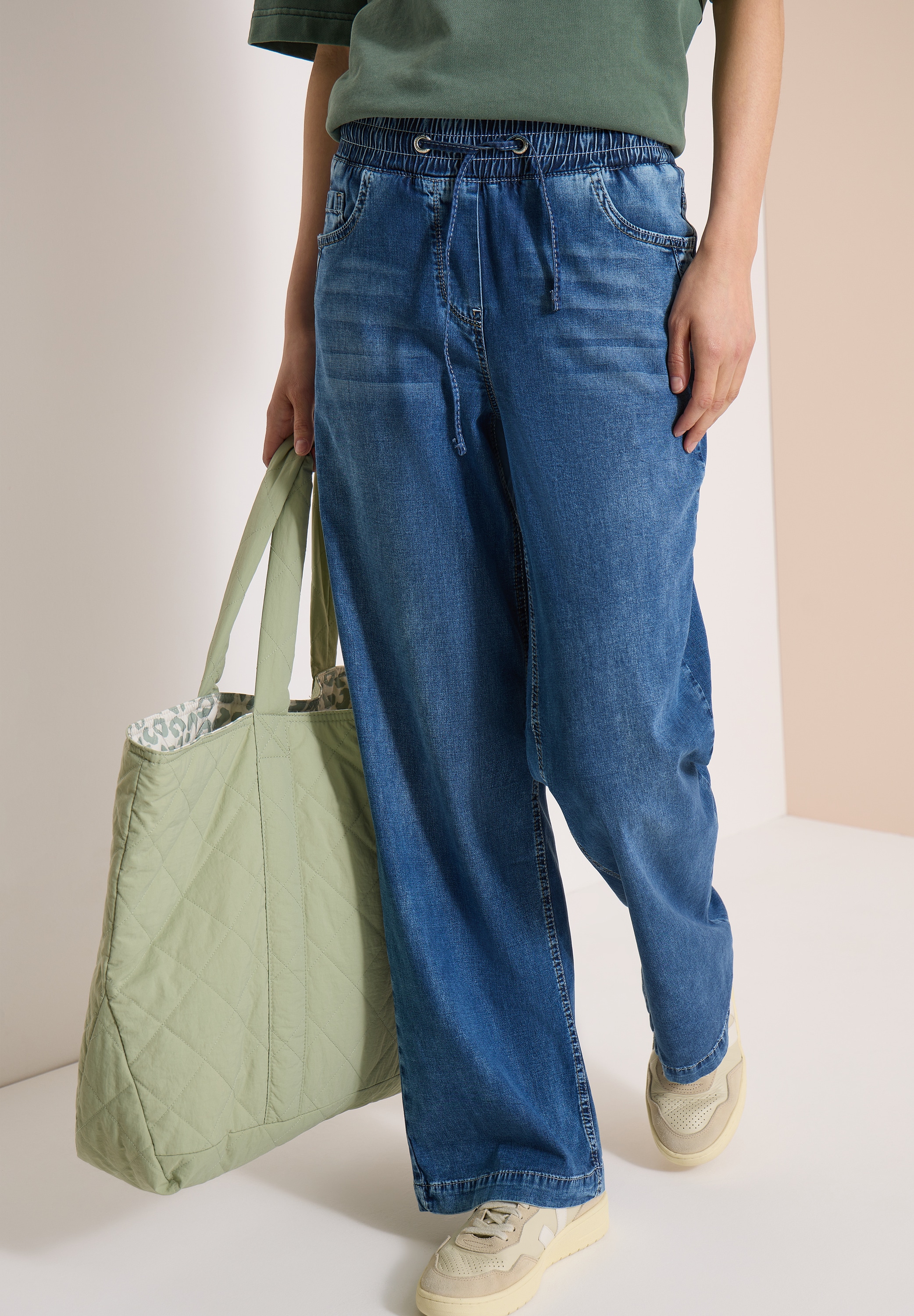 Cecil Loose-fit-Jeans »Style Neele« mit elastischem Bund und Kordelzug