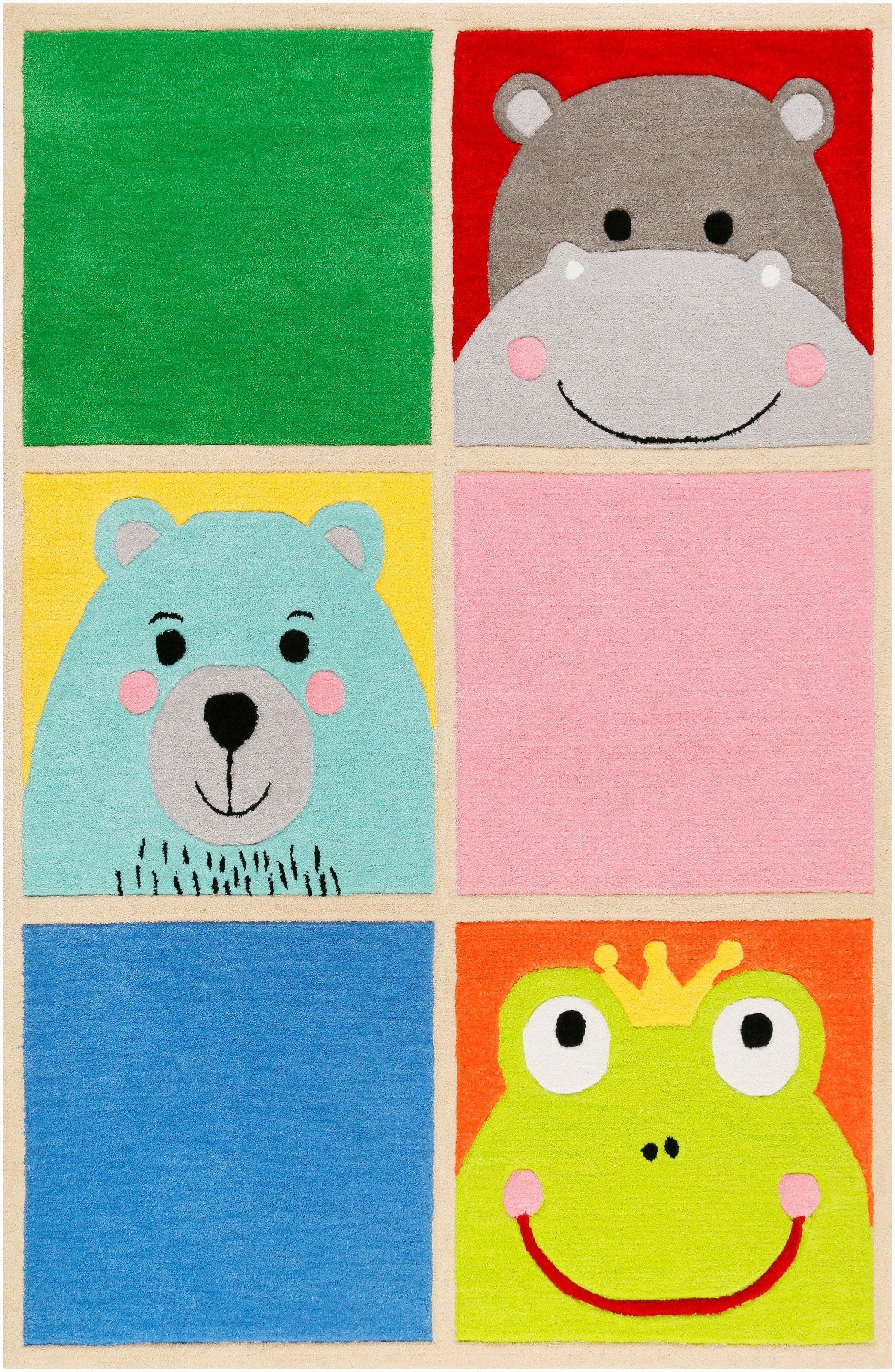 SMART KIDS Kinderteppich »What's Up!?«, rechteckig, 9 mm Höhe, Kinder Tier Motive, Konturenschnitt