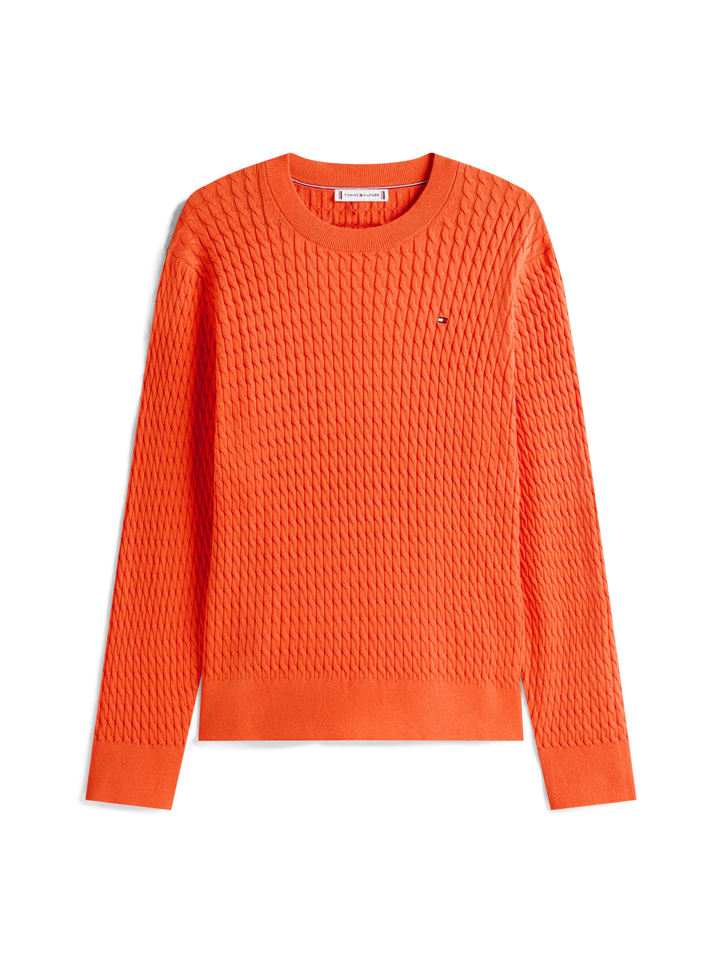 Tommy Hilfiger Curve Strickpullover »CRV CO CABLE FINE GG C-NK LS SWT«, in großen Größen, mit Zopfmuster
