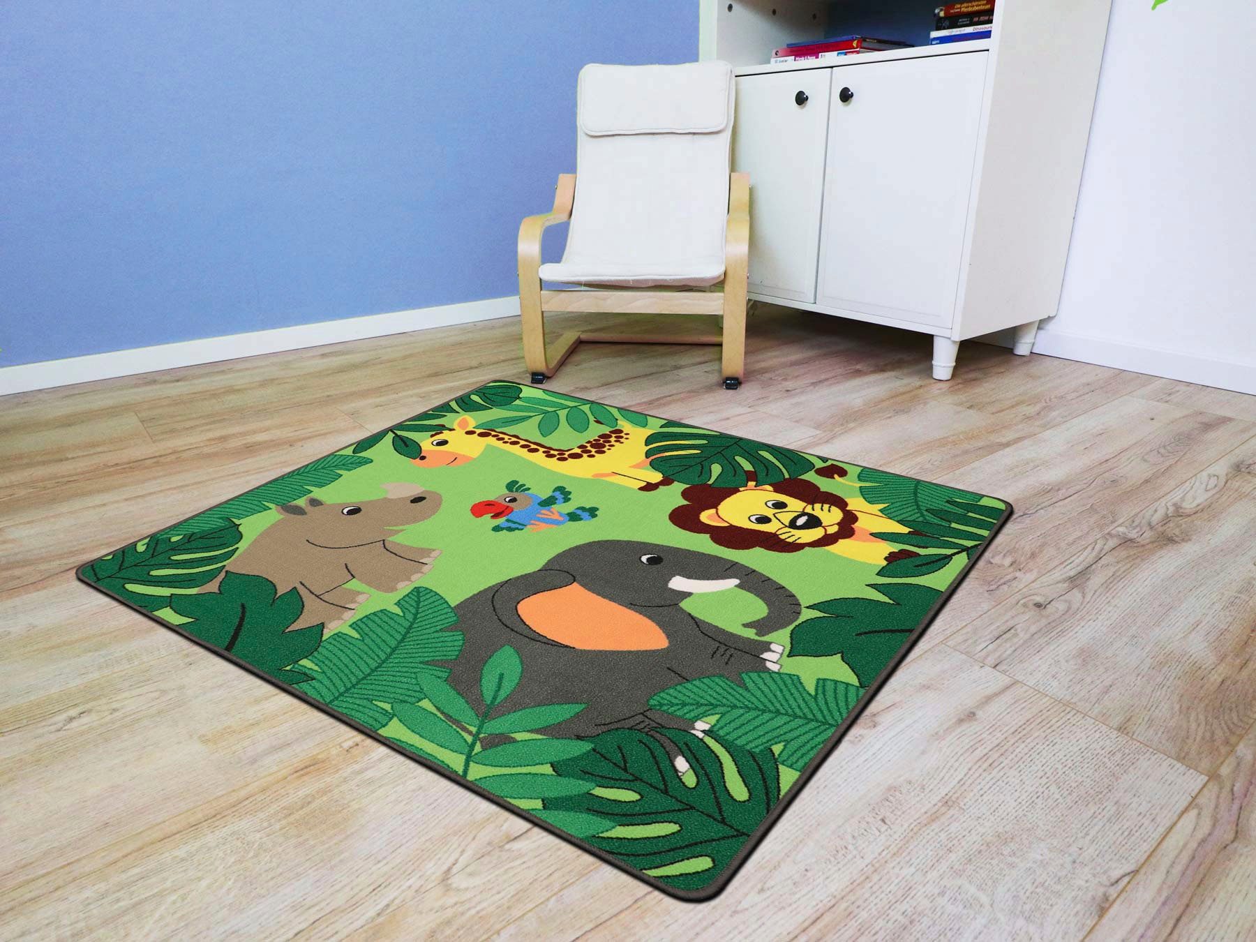 Primaflor-Ideen in Textil Kinderteppich »JUNGLE«, rechteckig, 5 mm Höhe, Motiv Dschungel Tiere, Kinderzimmer