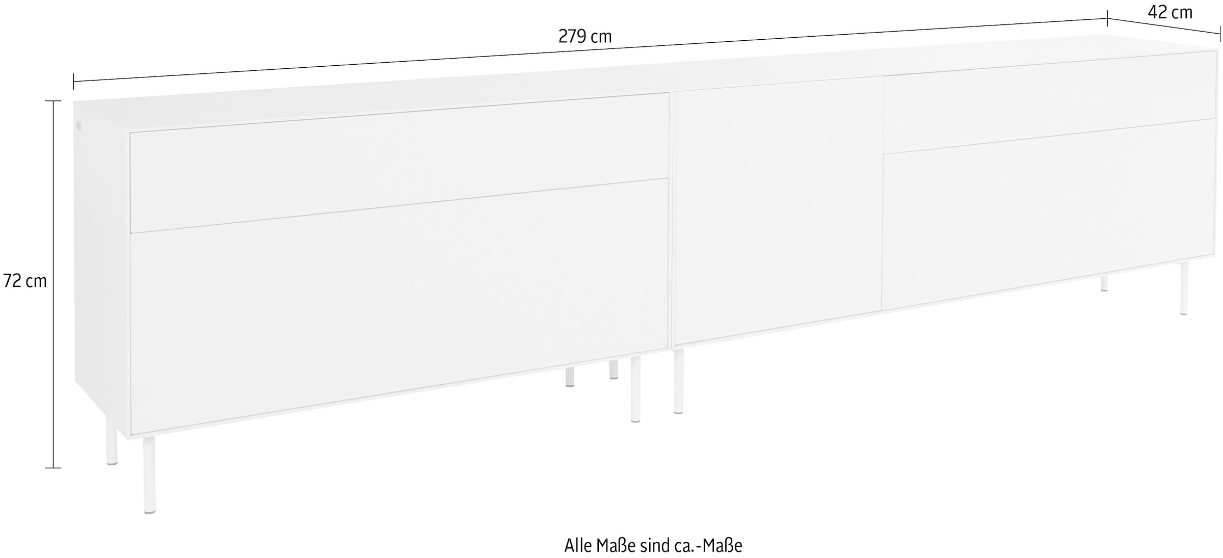 LeGer Home by Lena Gercke Lowboard »Essentials«, (2 St.), Breite: 279cm, MDF lackiert, Push-to-open-Funktion