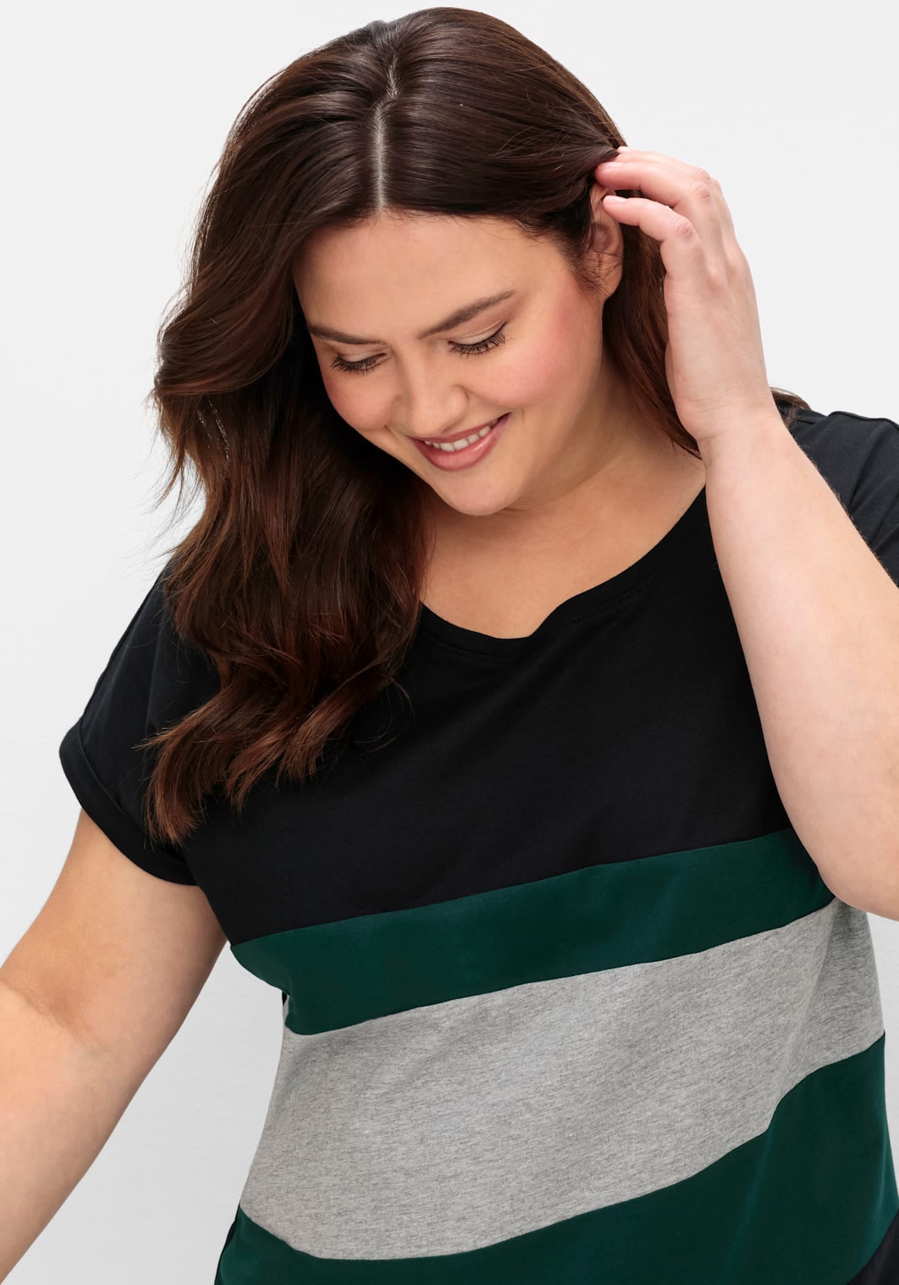 Sheego Kurzarmshirt »T-Shirt«, (1 tlg.)