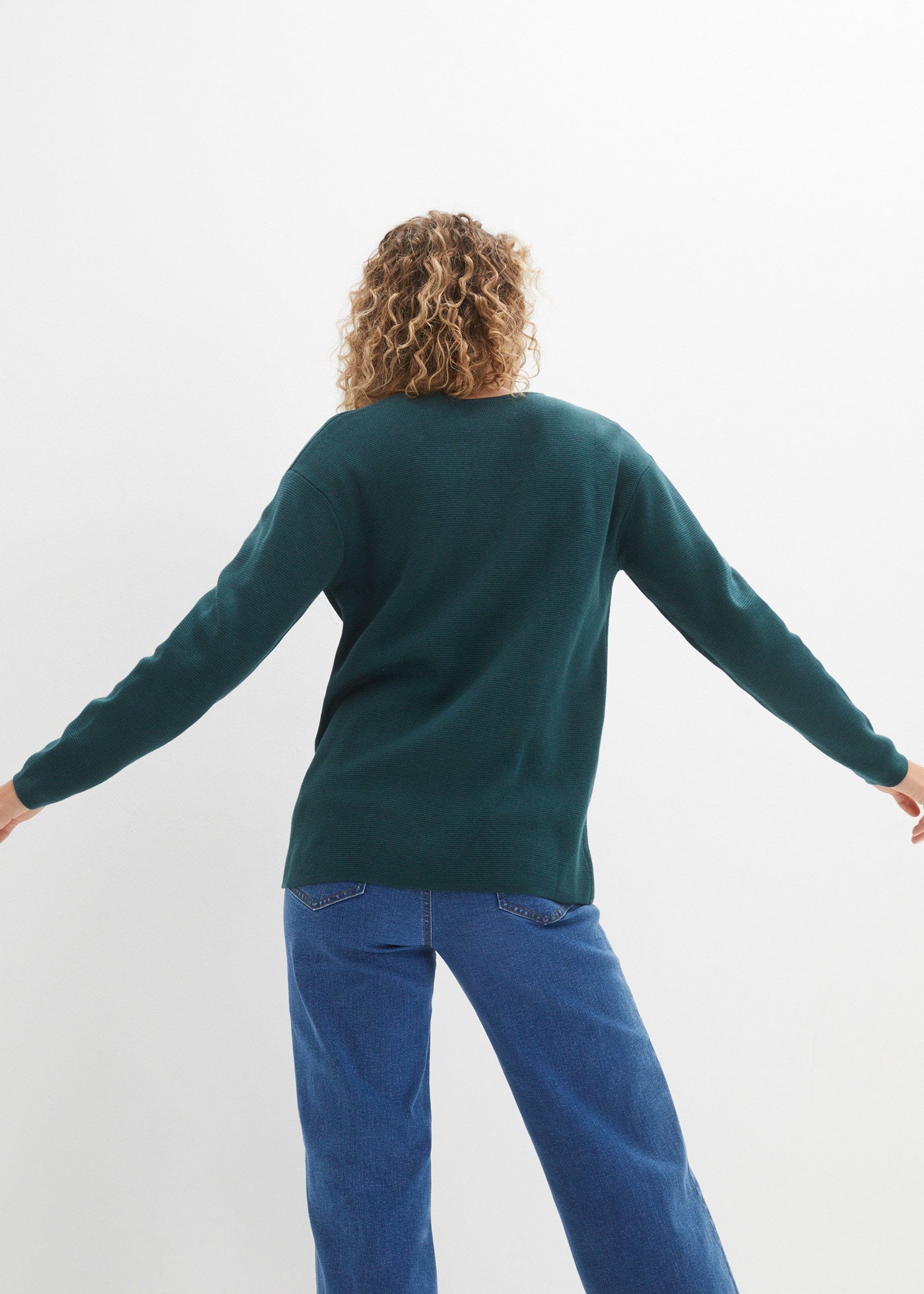 bonprix Strickpullover »Milano Rib Pullover mit V-Ausschnitt« aus Baumwolle und Polyacryl, mit V-Ausschnitt, bequeme Passform