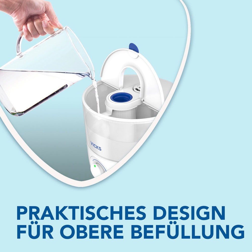 WICK Luftbefeuchter »Obere Befüllung Kaltluft Ultraschall Luftbefeuchter - WUL585E«, 2 l Wassertank, Neue Reinigungsfunktion: Anzeige mit Licht und Ton