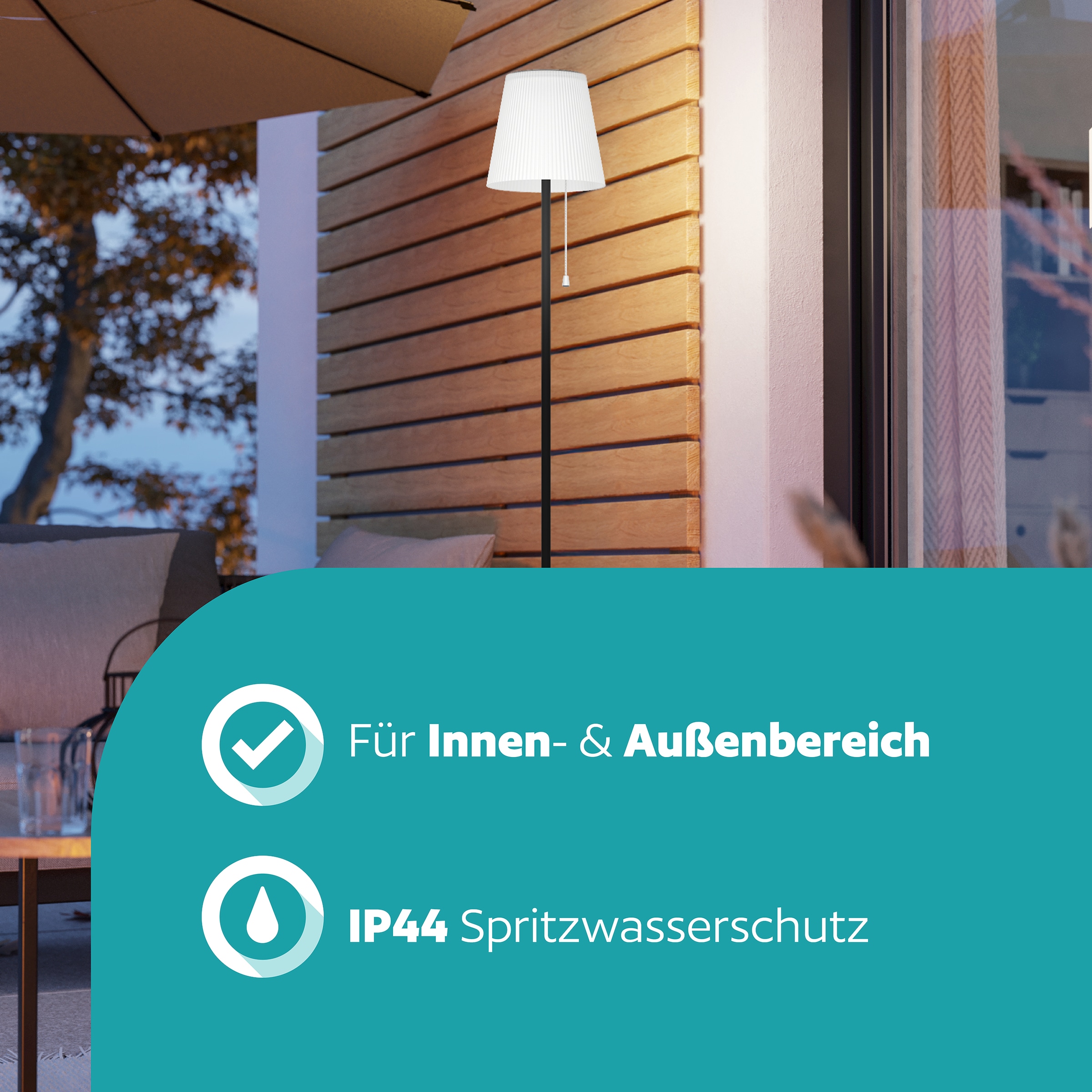 EGLO Stehlampe »SCORDIANO-L Stehlampe - Stahl - SOLAR-LED - 2,3W - IP44« LED-Modul 1 Stk. Kaltweiß | Neutralweiß | Warmweiß Standleuchte, Leselampe, Wohzimmer, Schlafzimmer, H120 x Ø13 cm