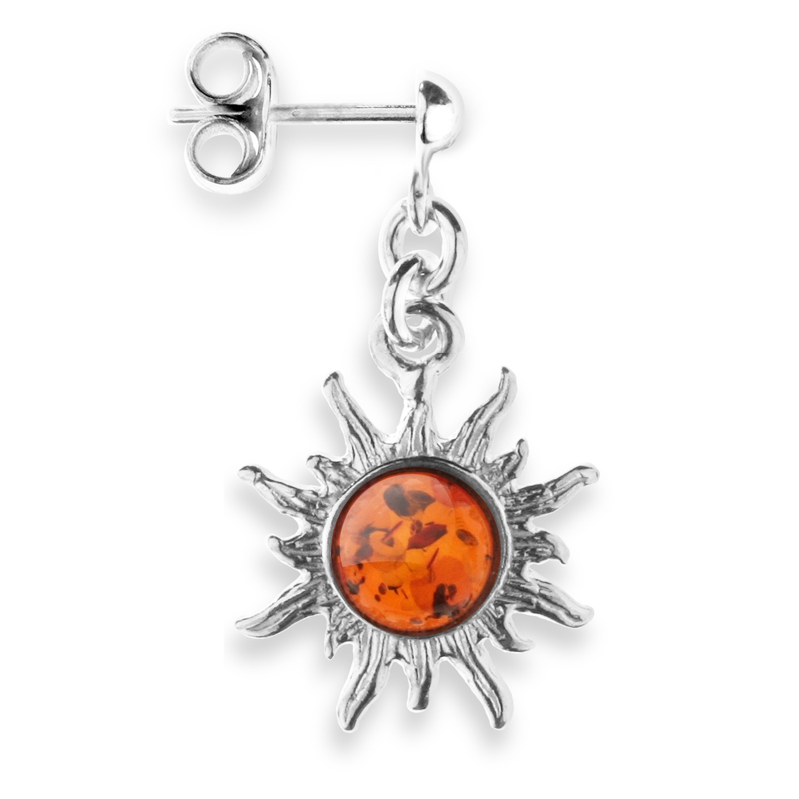 OSTSEE-SCHMUCK Paar Ohrhänger »- Sonne 14 mm - Silber 925/000 - Bernstein«
