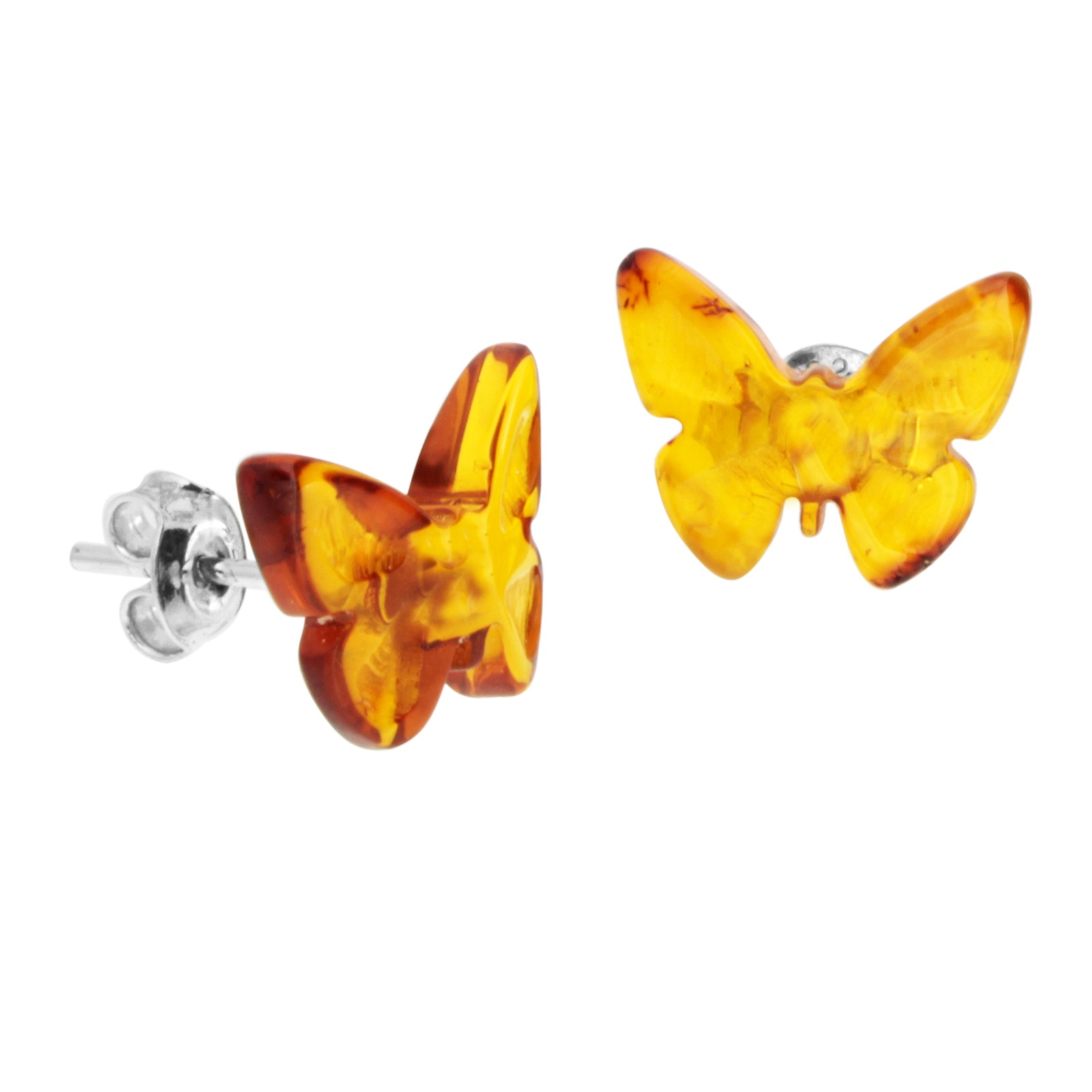 OSTSEE-SCHMUCK Paar Ohrstecker »- Schmetterling - Silber 925/000 - Bernstein«