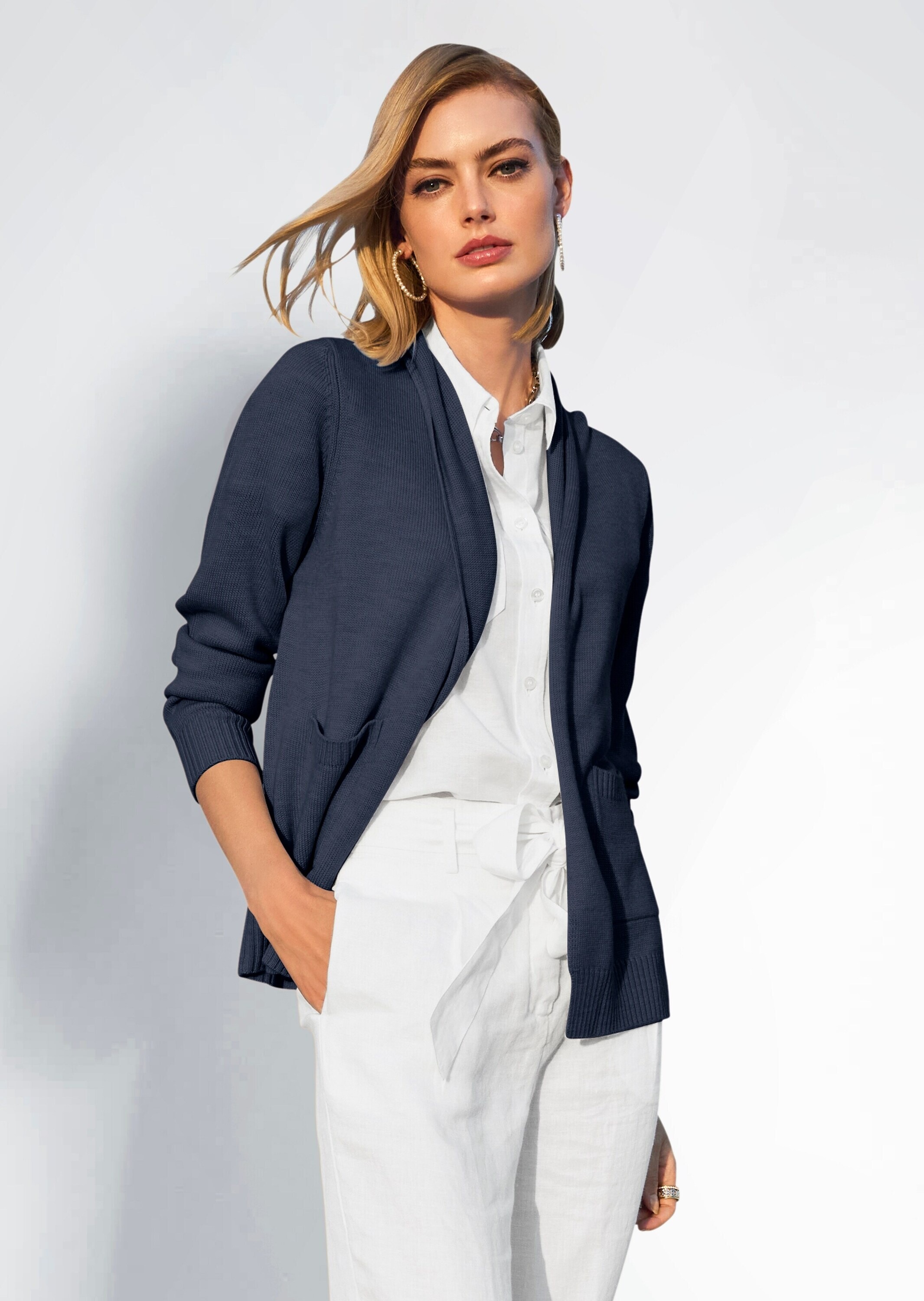 MADELEINE Strickjacke »Strickjacke Langarm Cardigan mit Schalkragen, Kaschmir« Formstabile Rippenabschlüsse