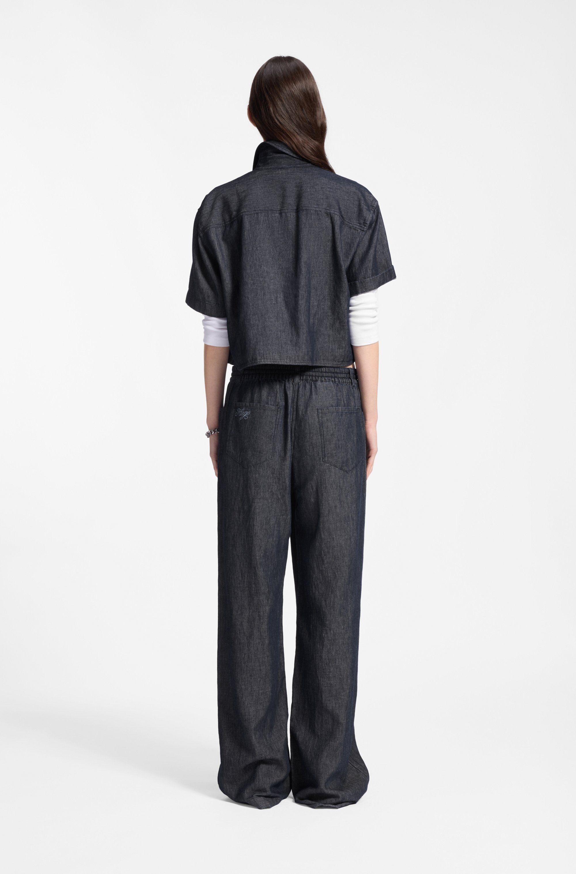 HUGO Blue Hemdbluse »Erynn« Boxy Fit aus sommerlichem Denim